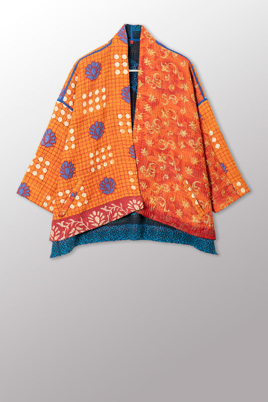 VINTAGE COTTON KANTHA MINI KIMONO JKT - cv4055-0055a -