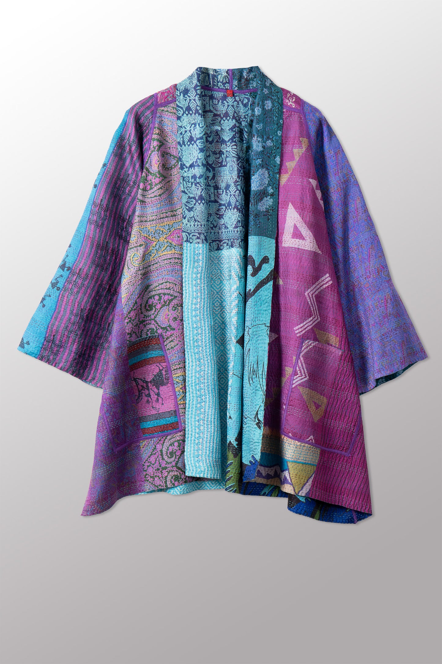VINTAGE SILK KANTHA A-LINE JKT - sv2003-0391a -