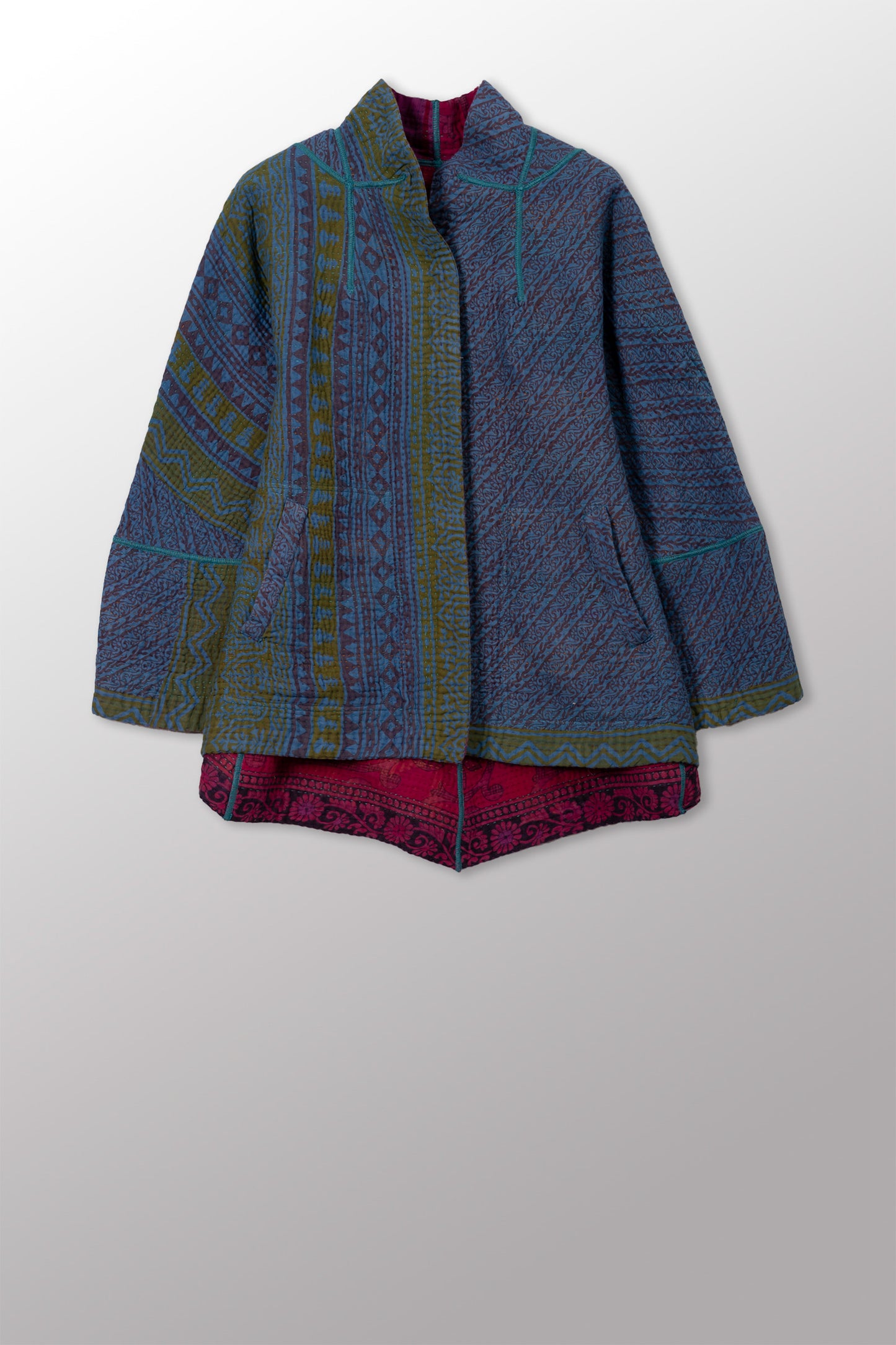 COTTON OVERDYE KANTHA FLARE SHORT JKT - ov4011-cfus002s -