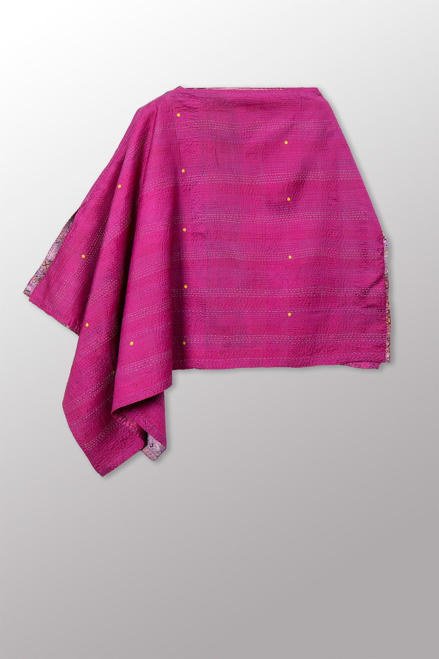 VINTAGE SILK KANTHA LONG CAPE - sv2841-0004a -