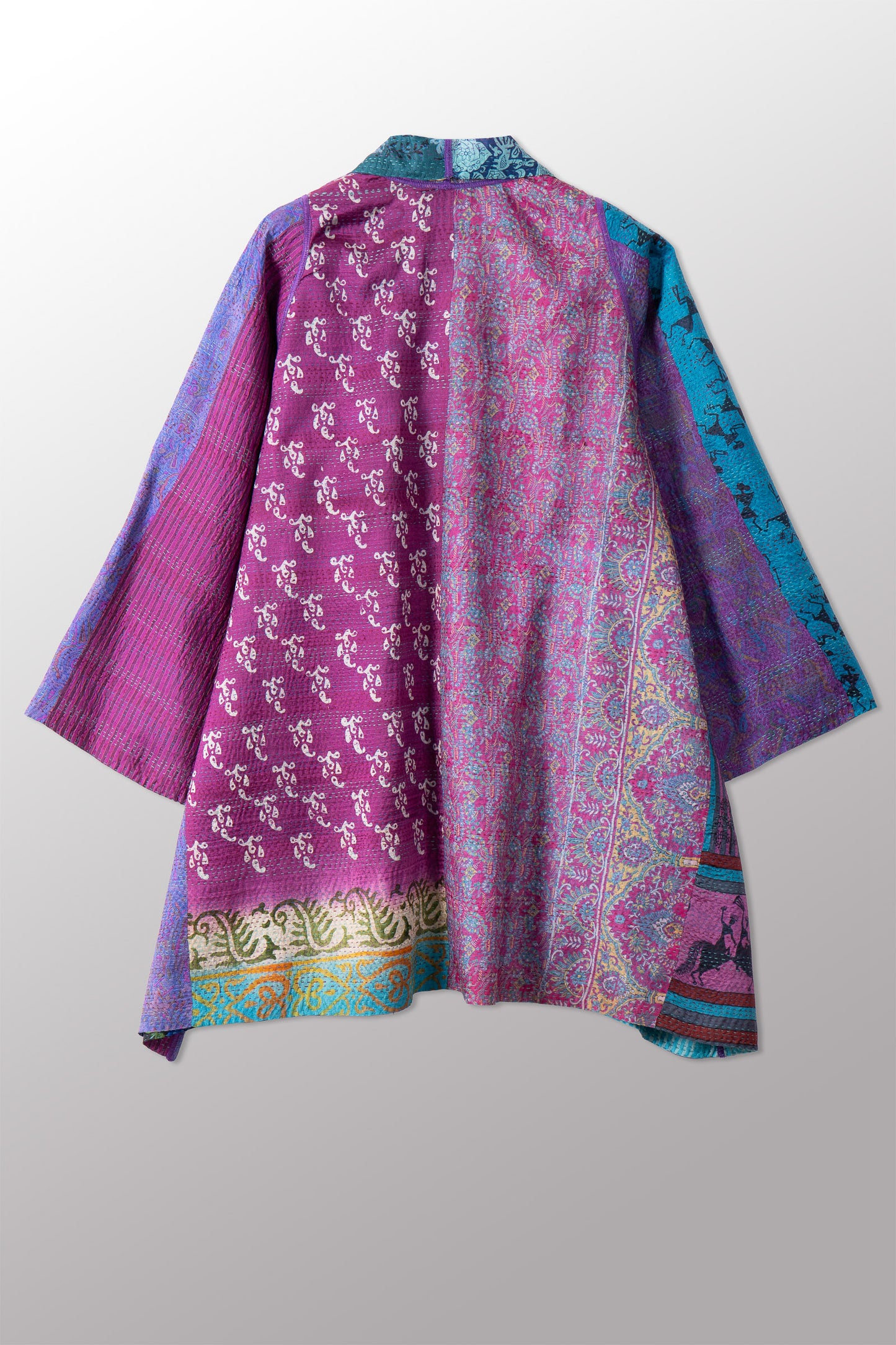 VINTAGE SILK KANTHA A-LINE JKT - sv2003-0391a -