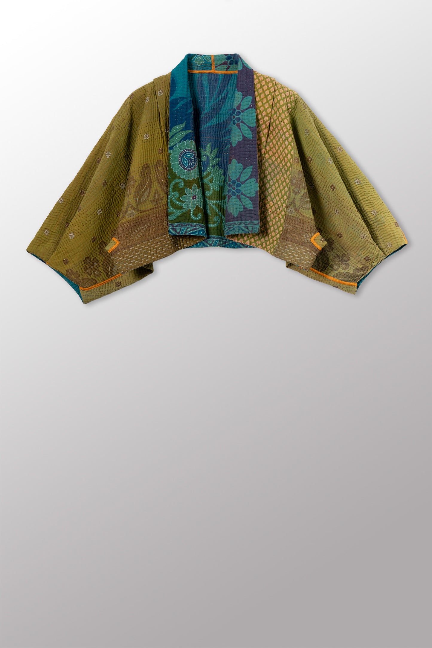 VINTAGE COTTON KANTHA  PUFF SLV. SHRUG - cv4062-0061a -