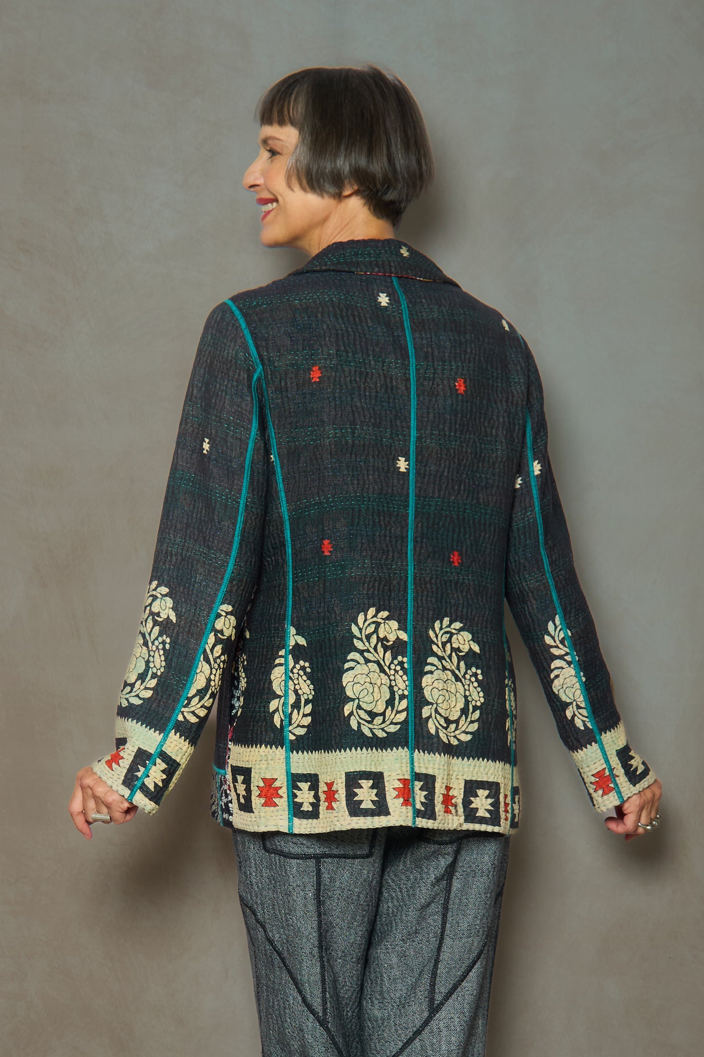 VINTAGE COTTON KANTHA BASIC JKT - cv4052-0022m -