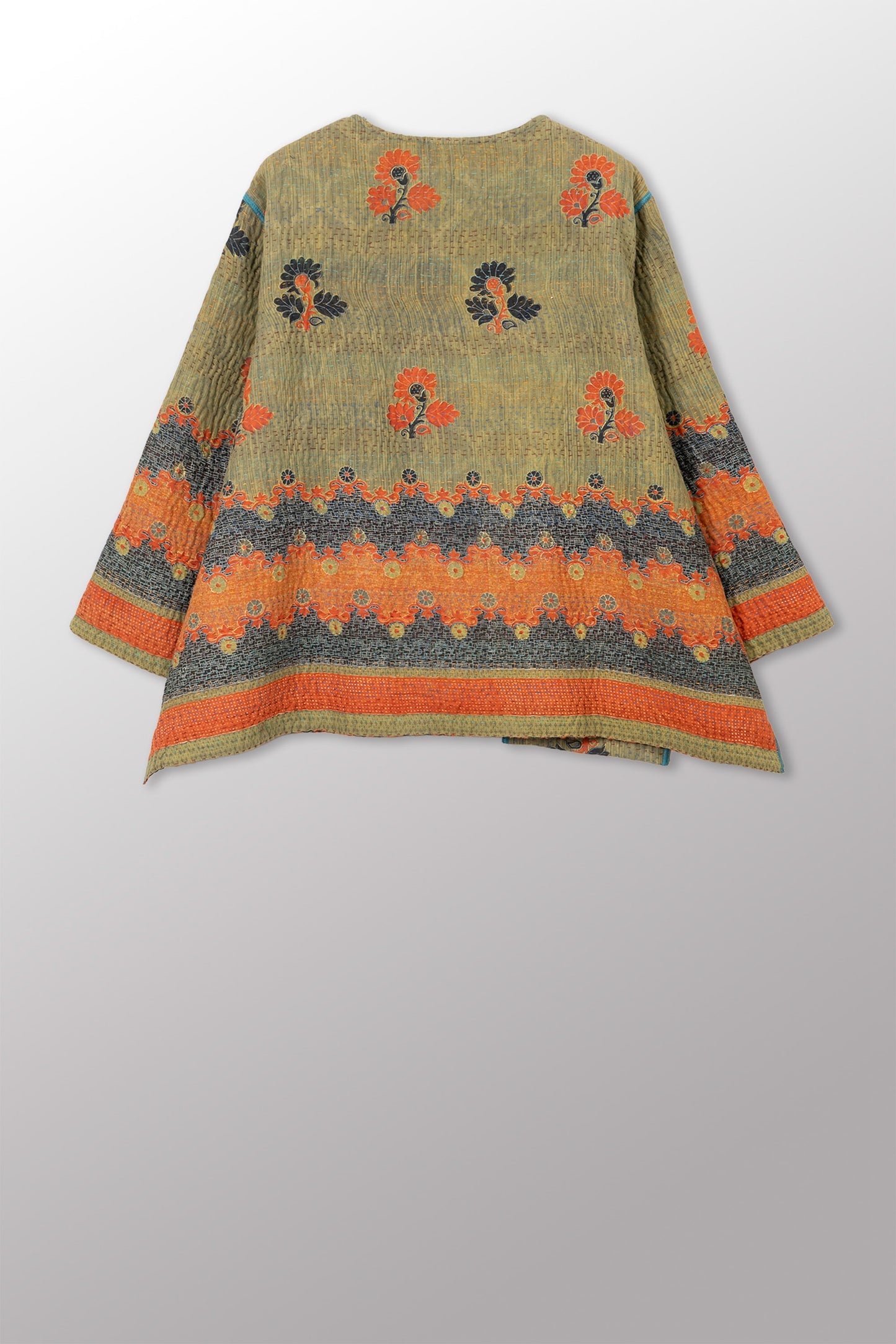 VINTAGE COTTON KANTHA A-LINE SHORT JKT - cv4019-0023a -
