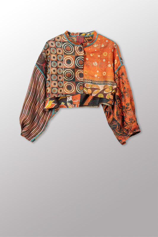 VINTAGE SILK KANTHA SLEEVE JACKET - sv2090-0001m -