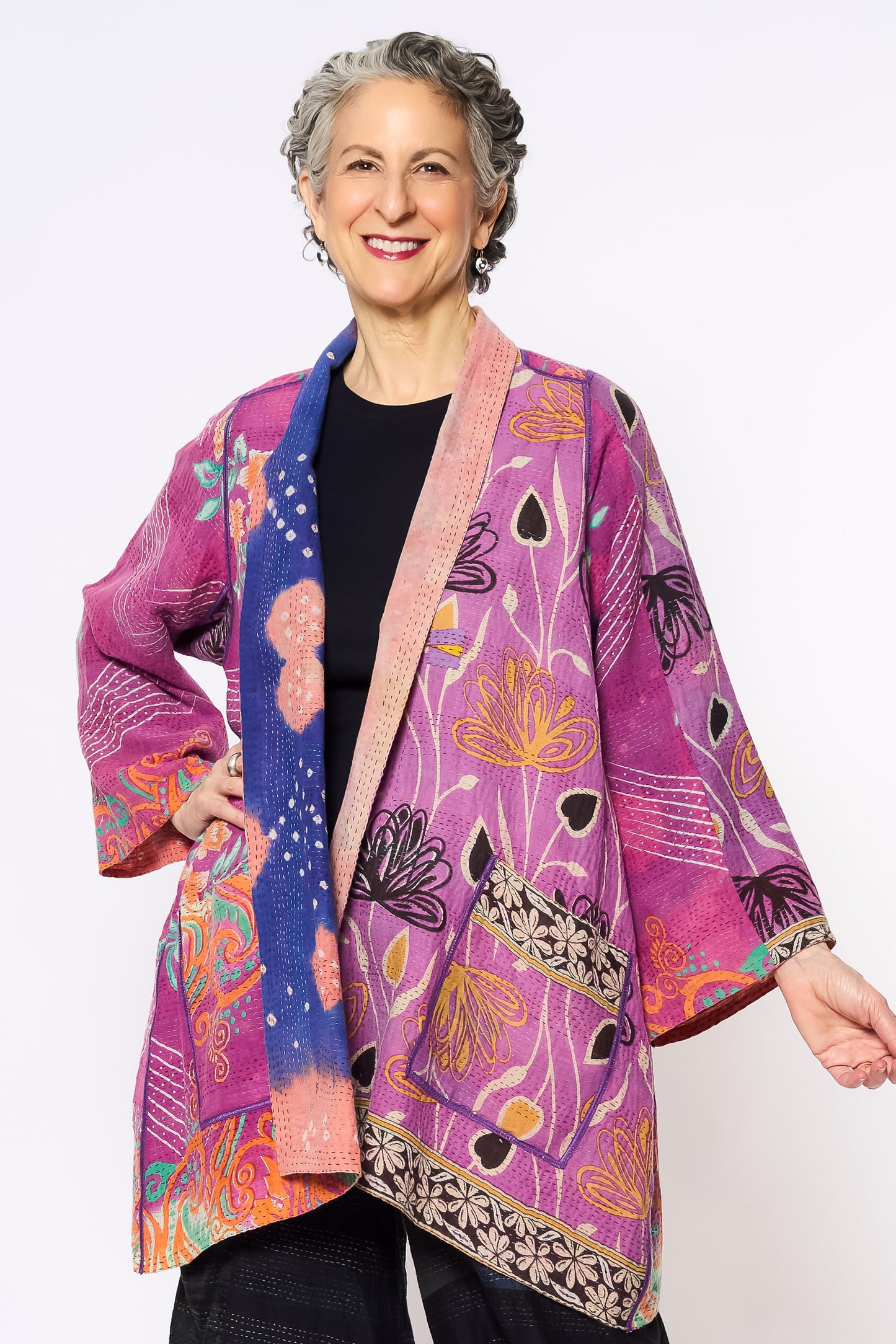 VINTAGE COTTON KANTHA A-LINE JKT - cv2003-0169a -