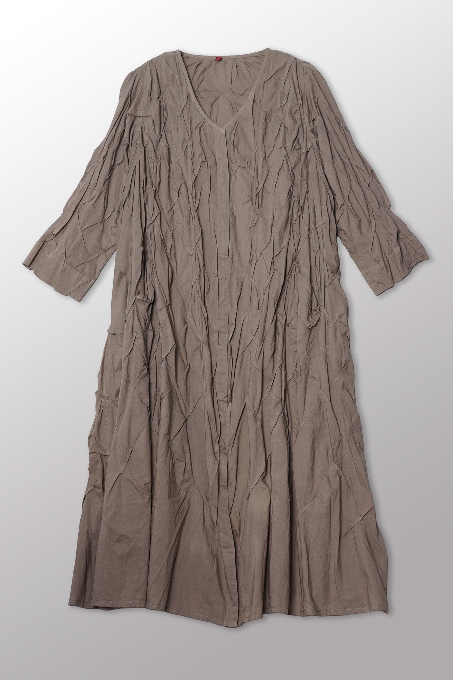 POLISHED COTTON WAVY TUCK A-LINE DRESS - bl-wl1453-ntl -