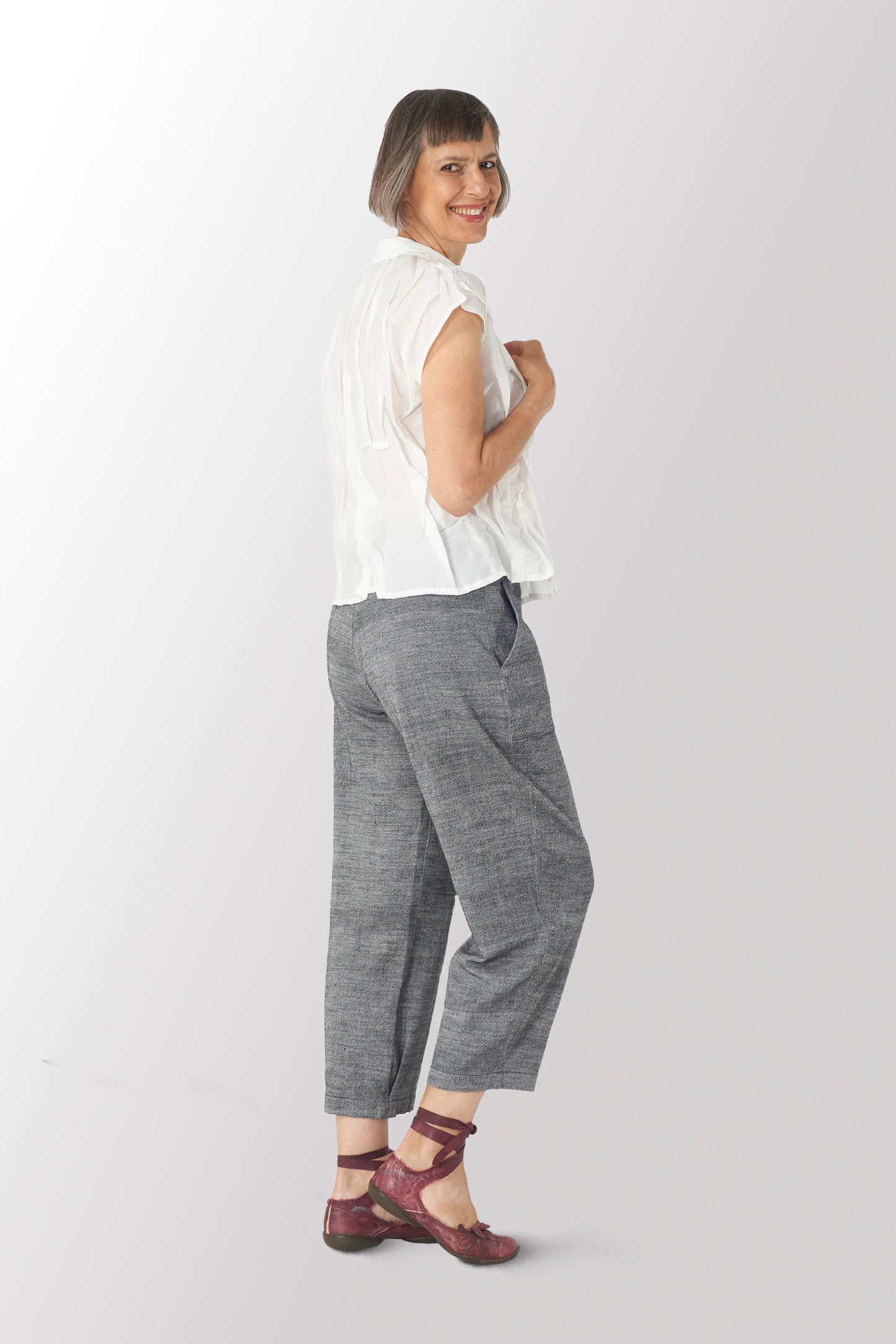 DENIM BAGGY PANTS - bl-dn1640-gry -