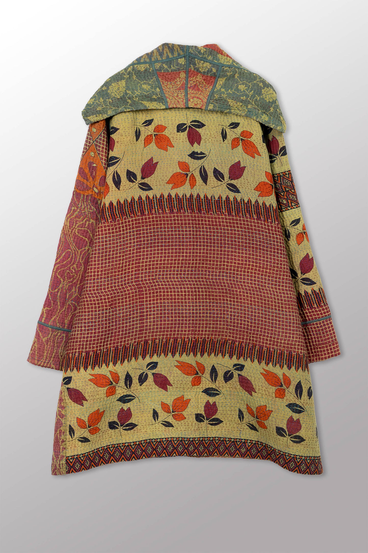 COTTON OVERDYE KANTHA POCKET MEDIUM COAT - ov4316-cgrn001m -