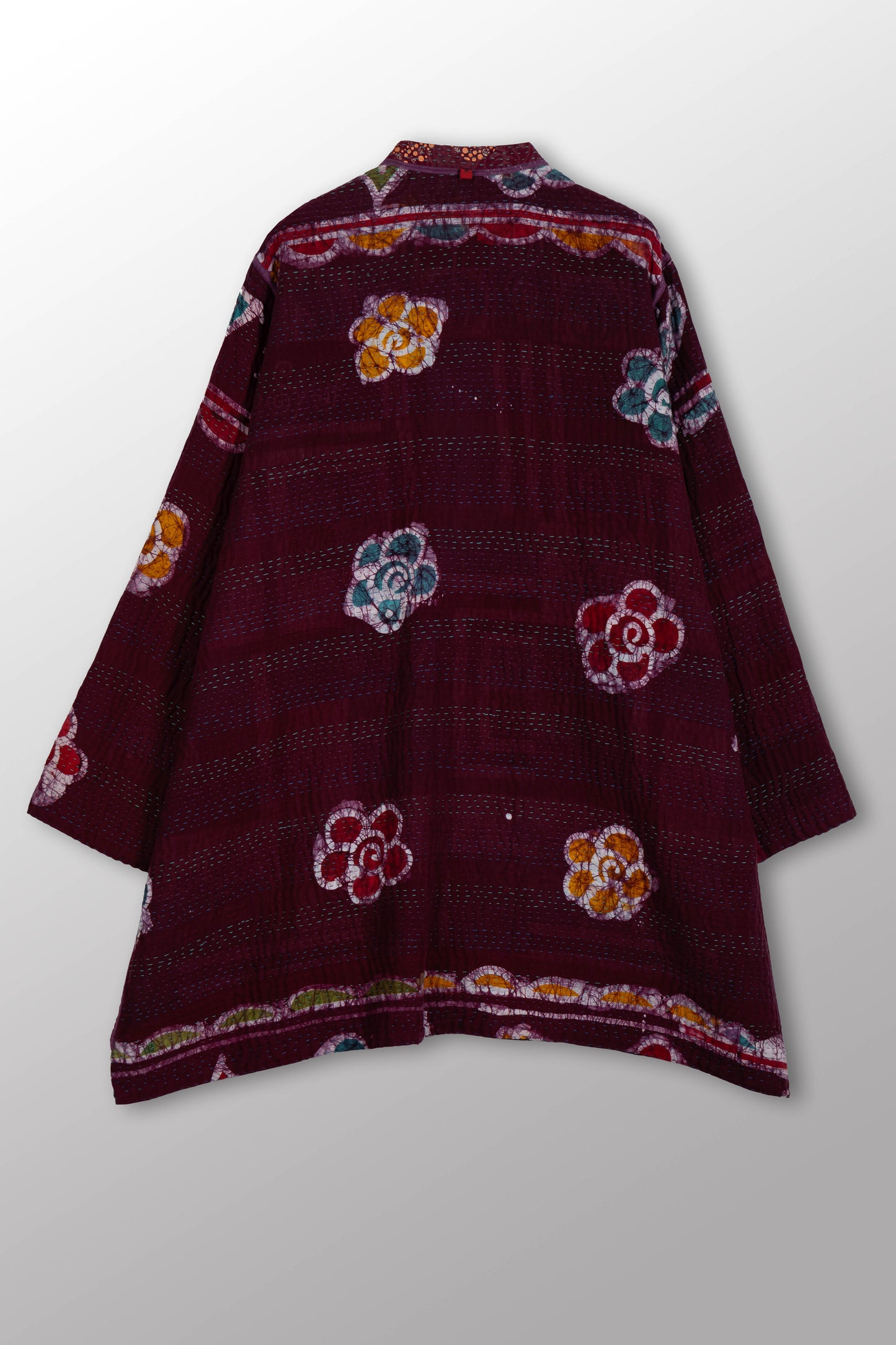 COTTON OVERDYE KANTHA KAFTAN JACKET MEDIUM - ov4089-cblu001m -