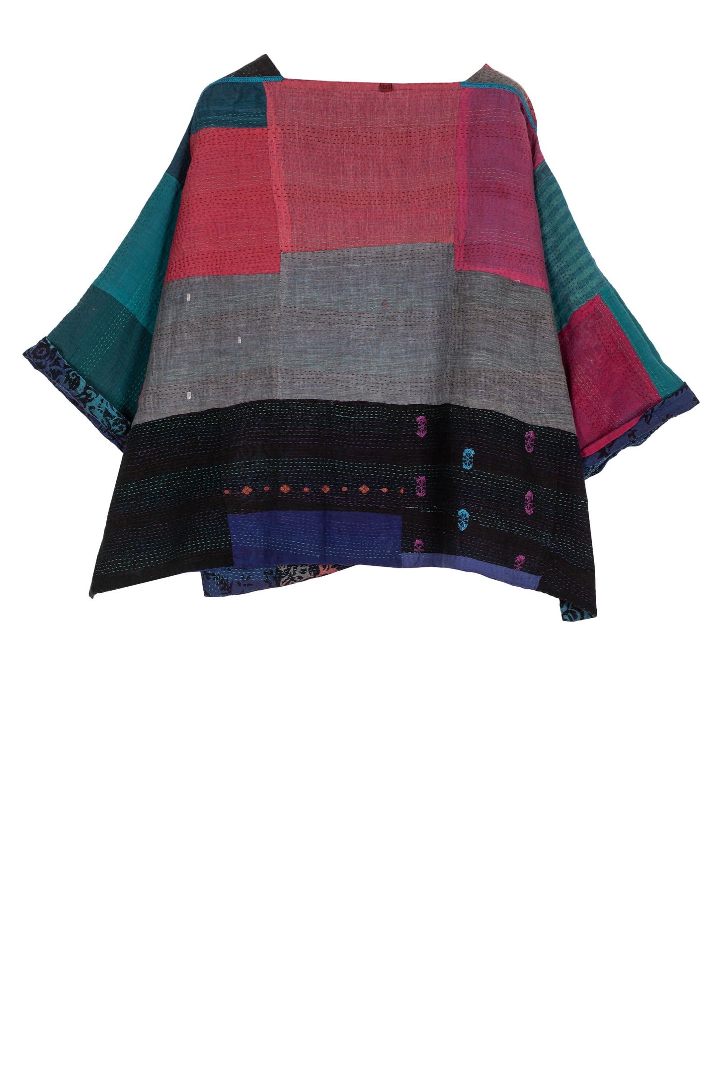 BAGH PRINT KANTHA 3/4 SLV. CROP TOP MIO - bg2538-blu -