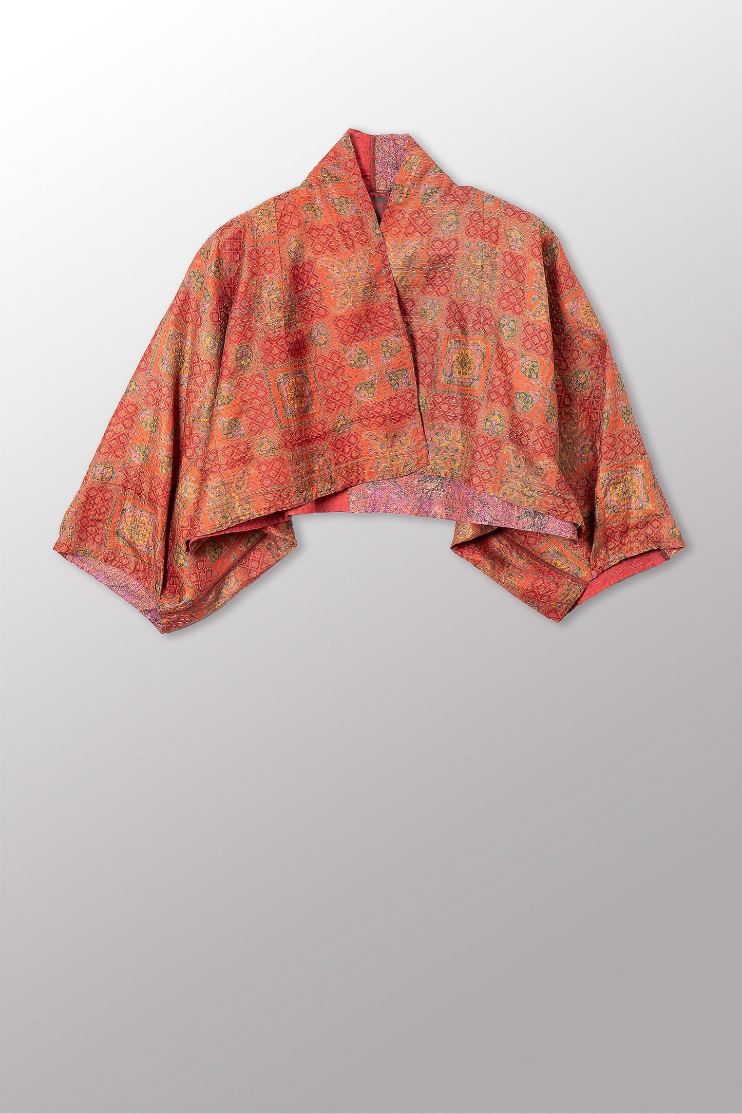 VINTAGE SILK KANTHA PUFF SLV. SHRUG - sv2062-0035a -