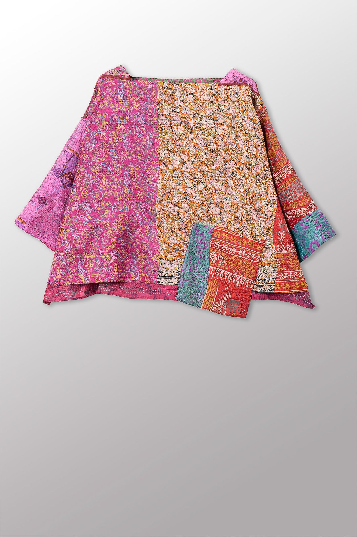 VINTAGE SILK KANTHA 3/4 SLV. CROP TOP MIO - sv2538-0016a -