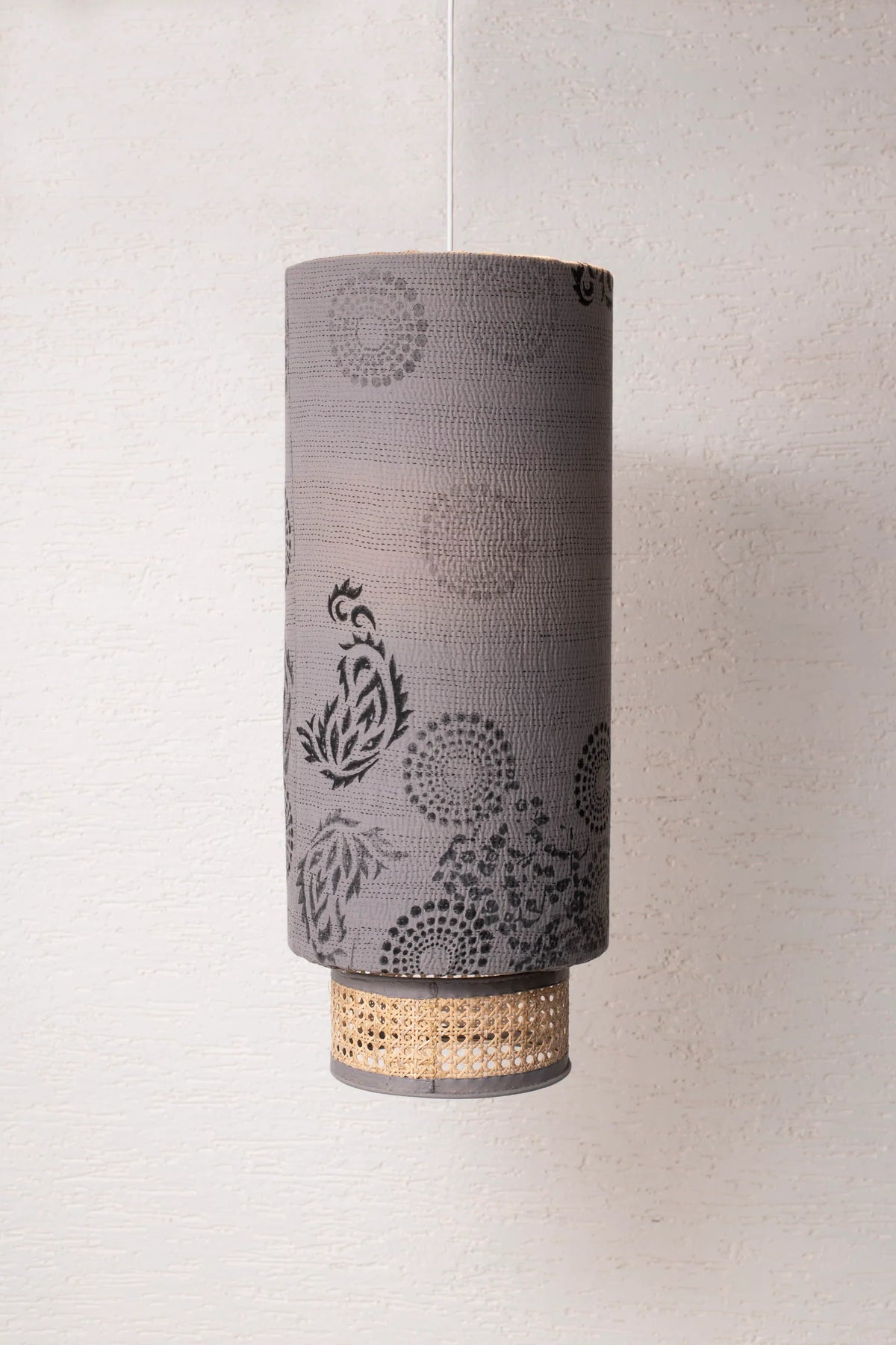 Ombre Kantha Hanging Lamp -Gray