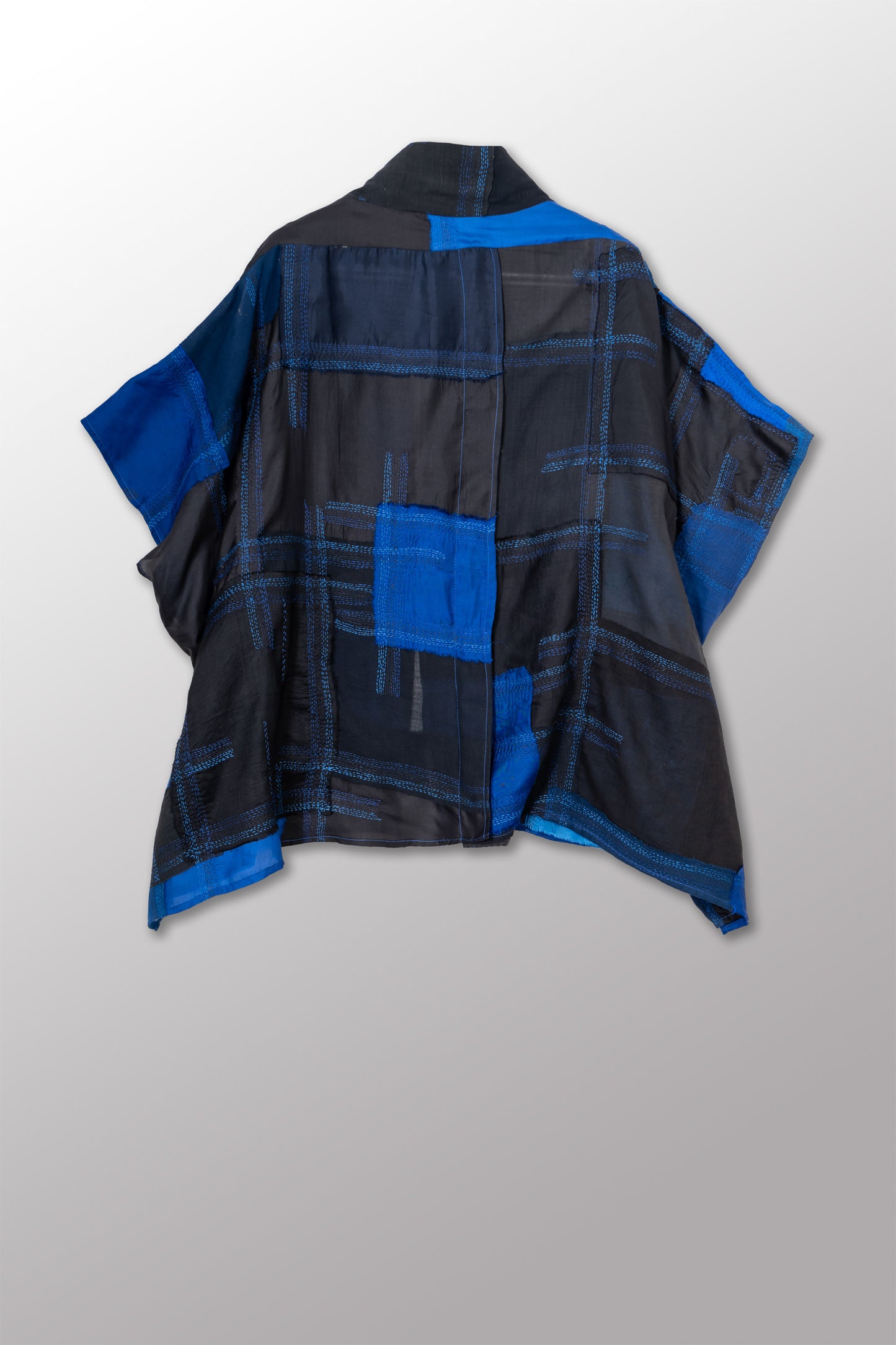MOSAIC OMBRE KANTHA PONCHO TOP - mo1568-blu -