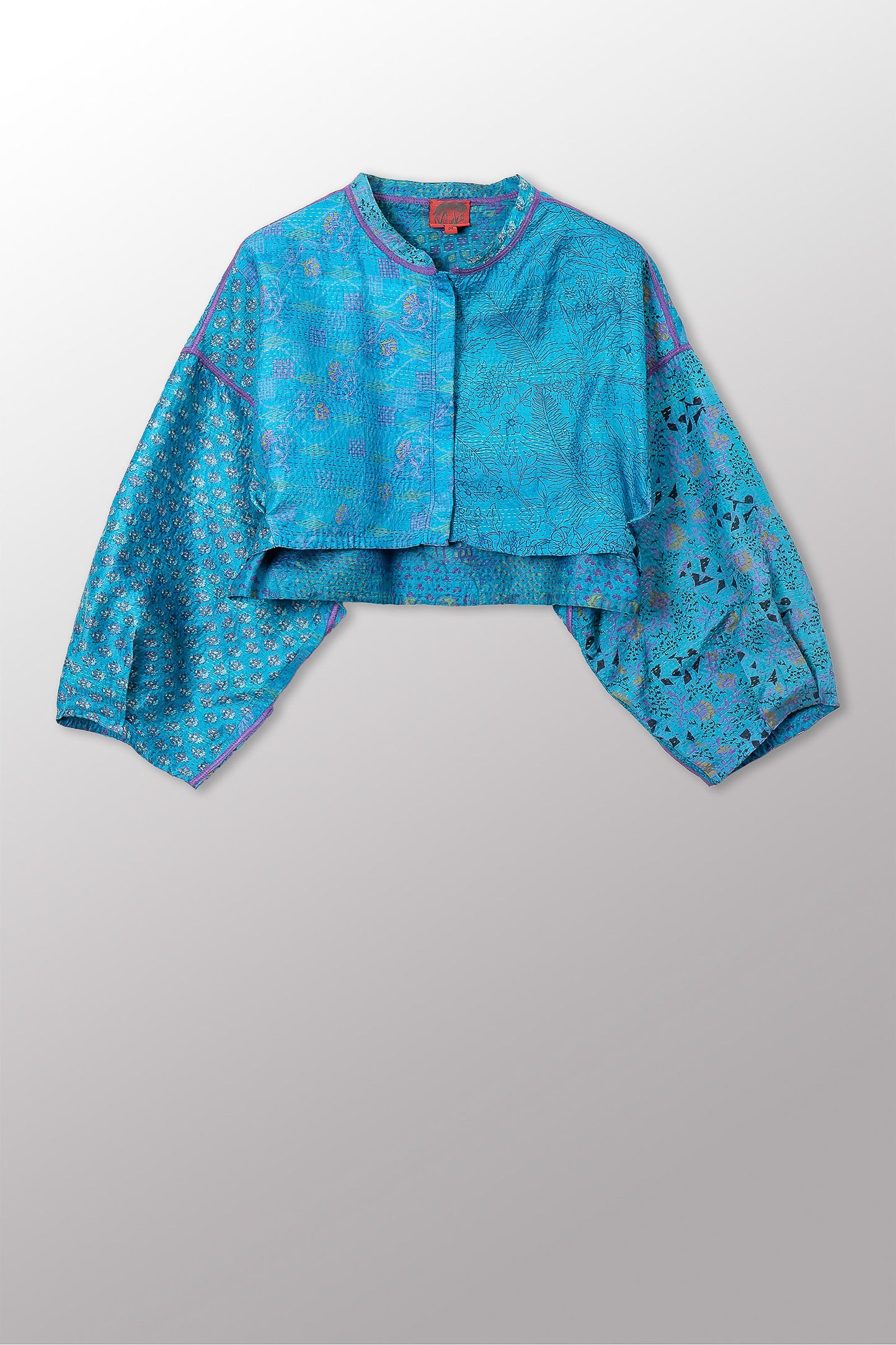 VINTAGE SILK KANTHA SLEEVE JACKET - sv2090-0007m -