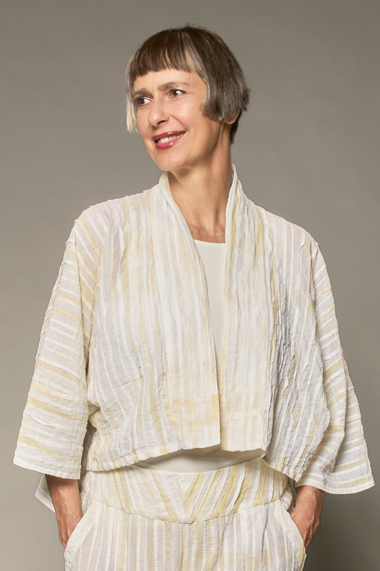 DOUBLE TIE DYE RIPPLE TUCK LANTERN SLV. SHRUG - trw1j103-ivy -