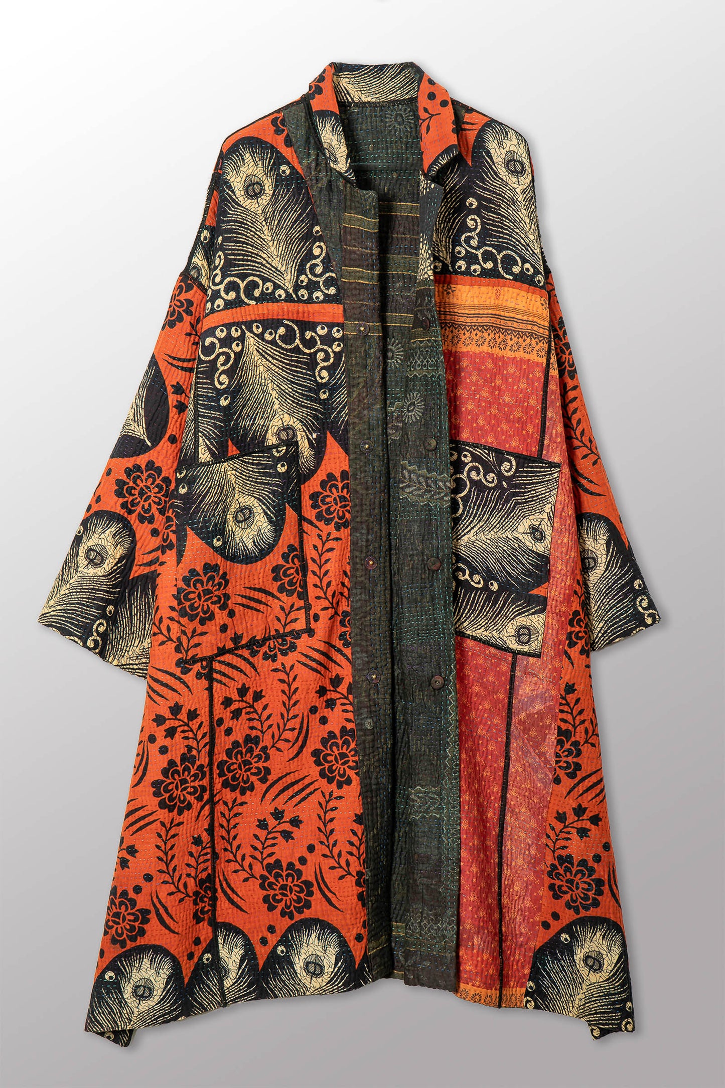 VINTAGE COTTON KANTHA NEW OVERSIZED COAT - cv4342-0012a -
