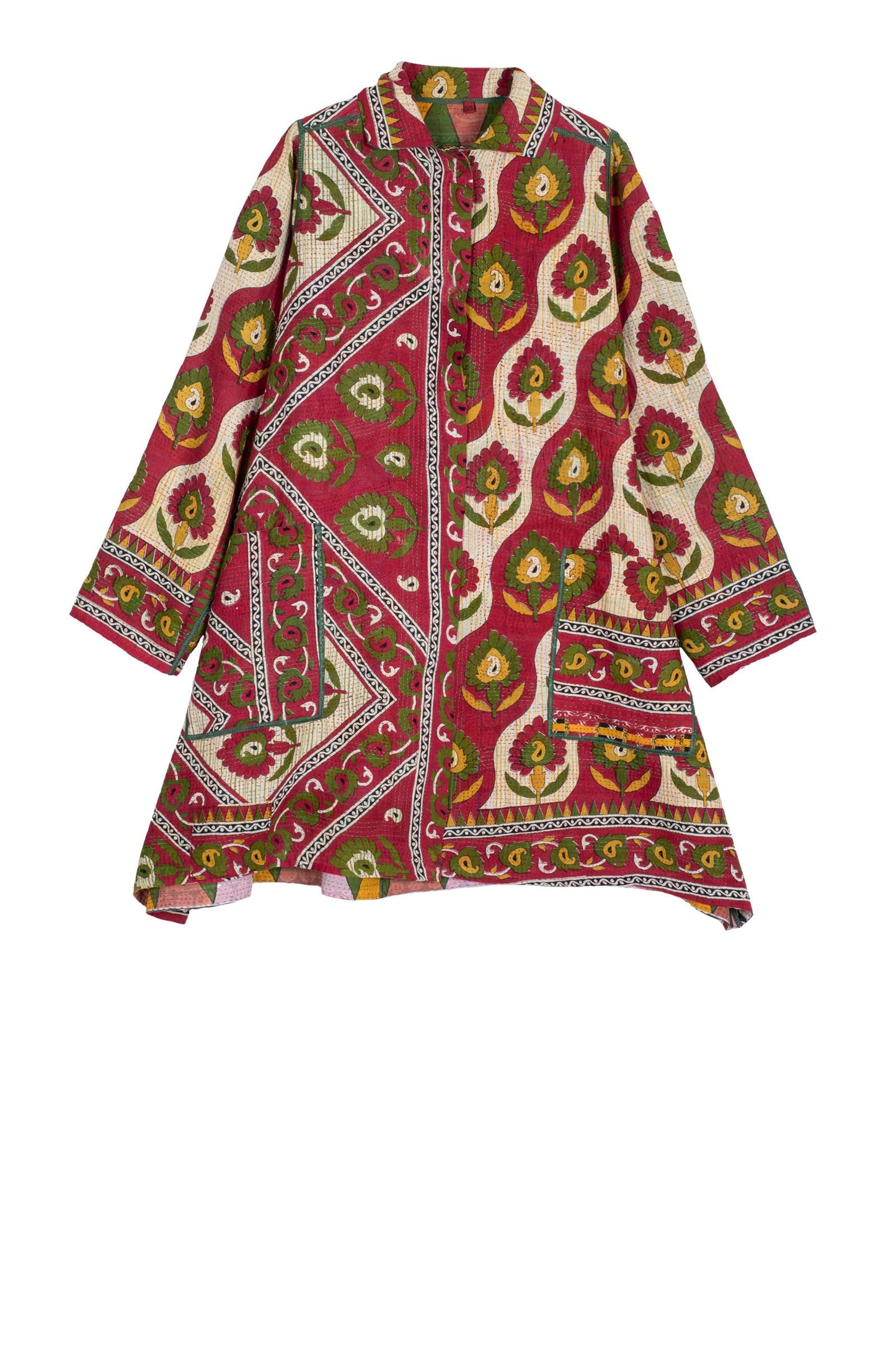 VINTAGE COTTON KANTHA A-LINE DUSTER - cv2311-0023a -