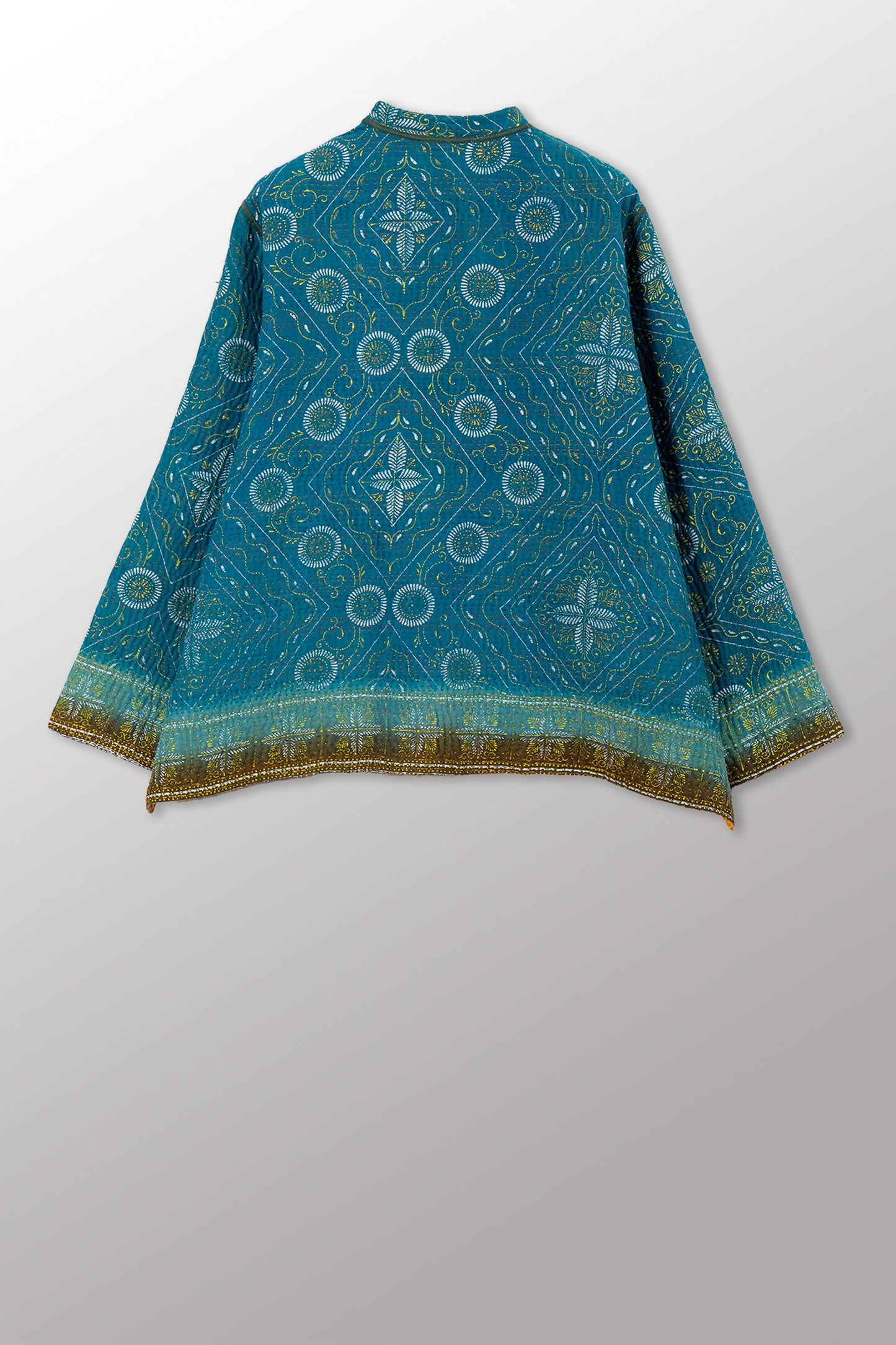 VINTAGE COTTON KANTHA KAFTAN JACKET SHORT - cv4088-0011s -