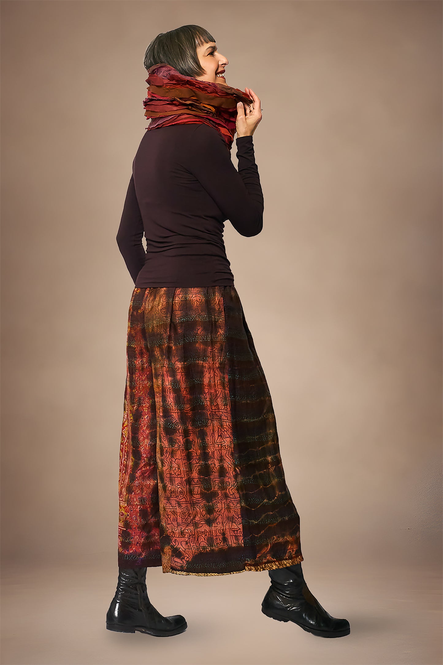 WAVY STRIPE KANTHA COWL NECK TUBE - wv2846-org -