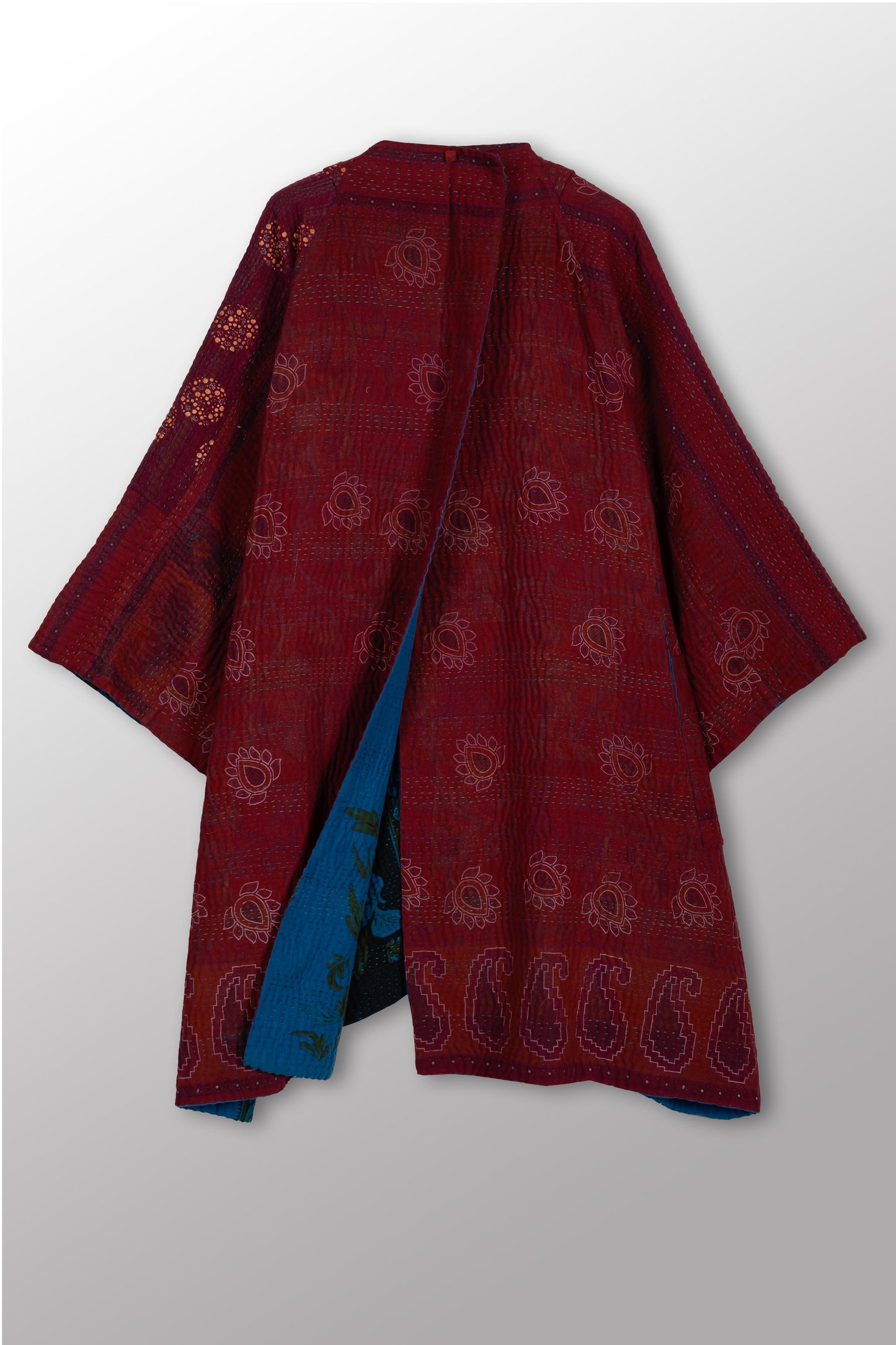 COTTON OVERDYE KANTHA KIMONO DUSTER - ov4317-cblu001a -