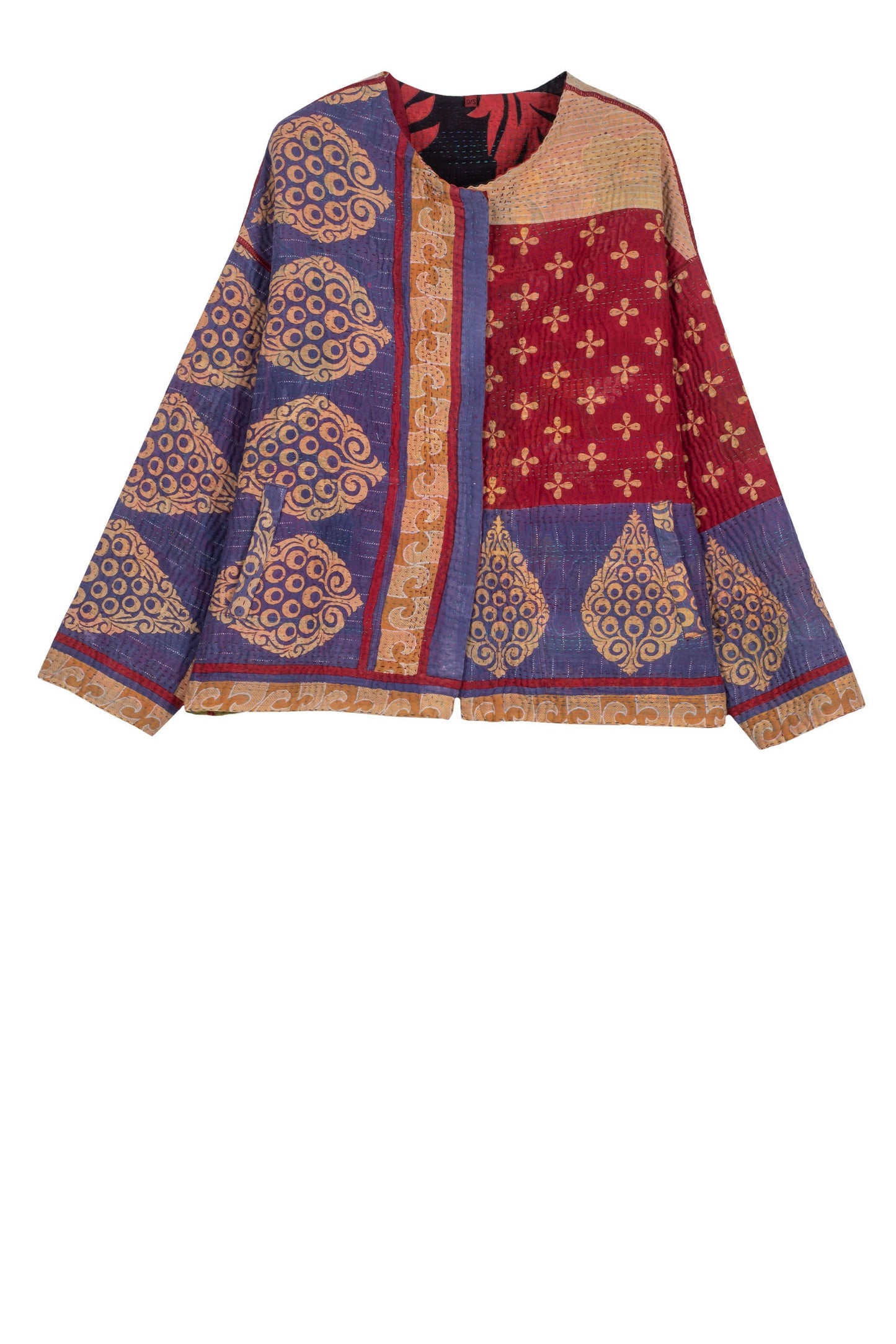 VINTAGE COTTON KANTHA CREW NECK SHORT JKT - cv4053-0050a -