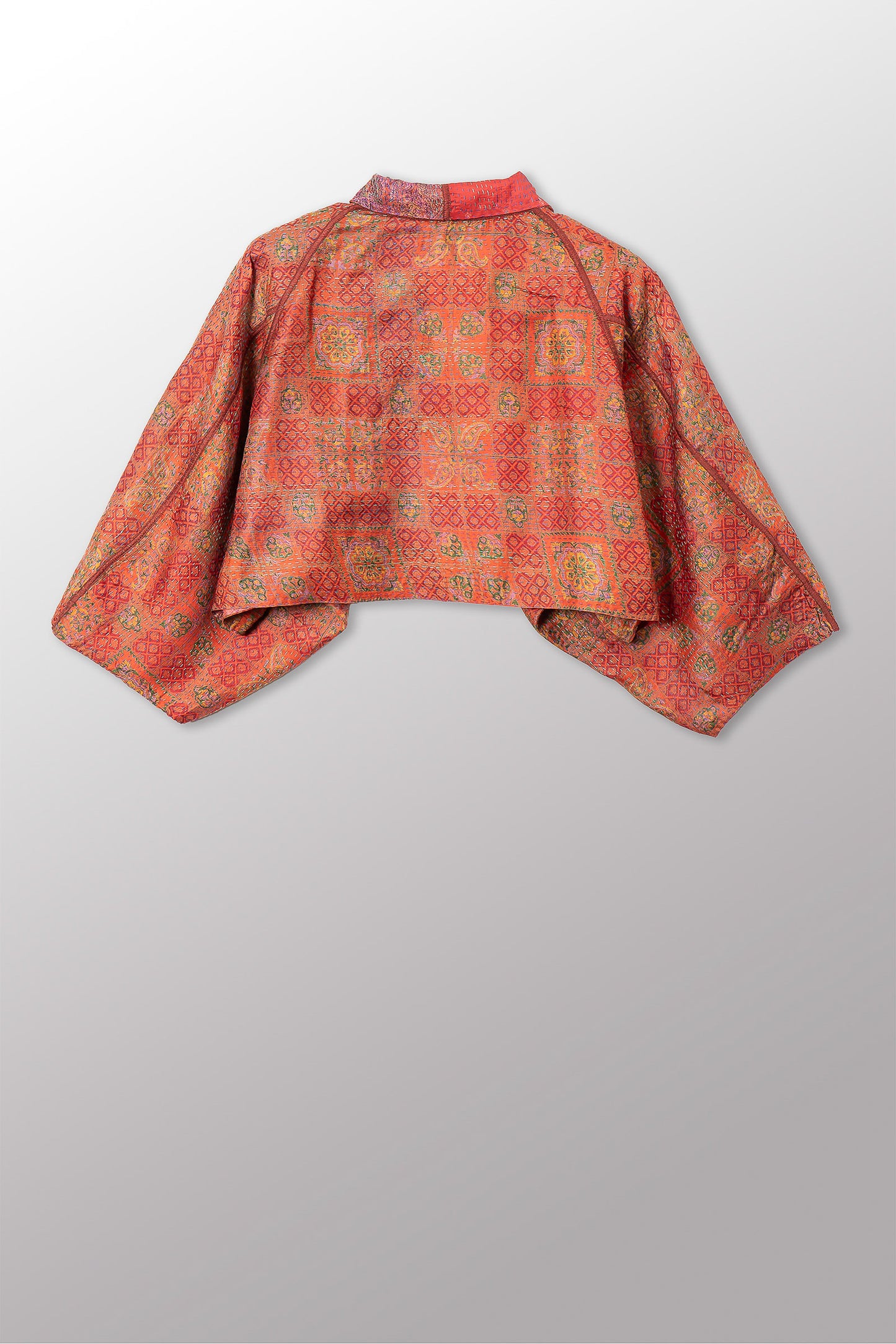 VINTAGE SILK KANTHA PUFF SLV. SHRUG - sv2062-0035a -