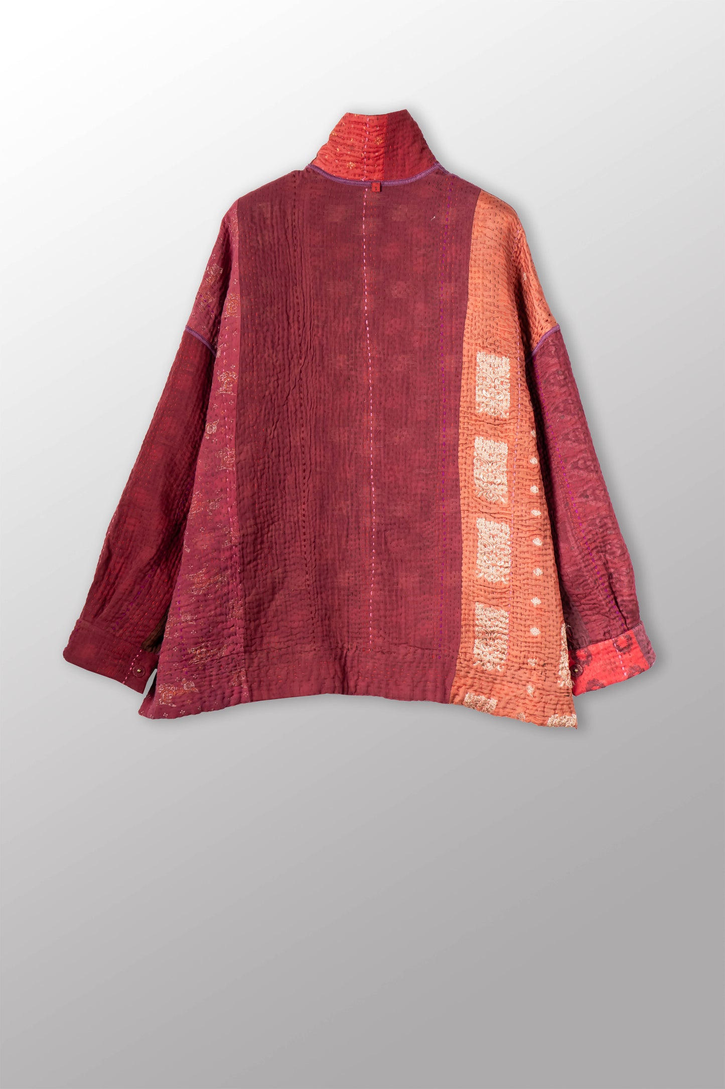 STRIPE RALLIS KANTHA RELAXED SHIRT JACKET - pr4j105-red -