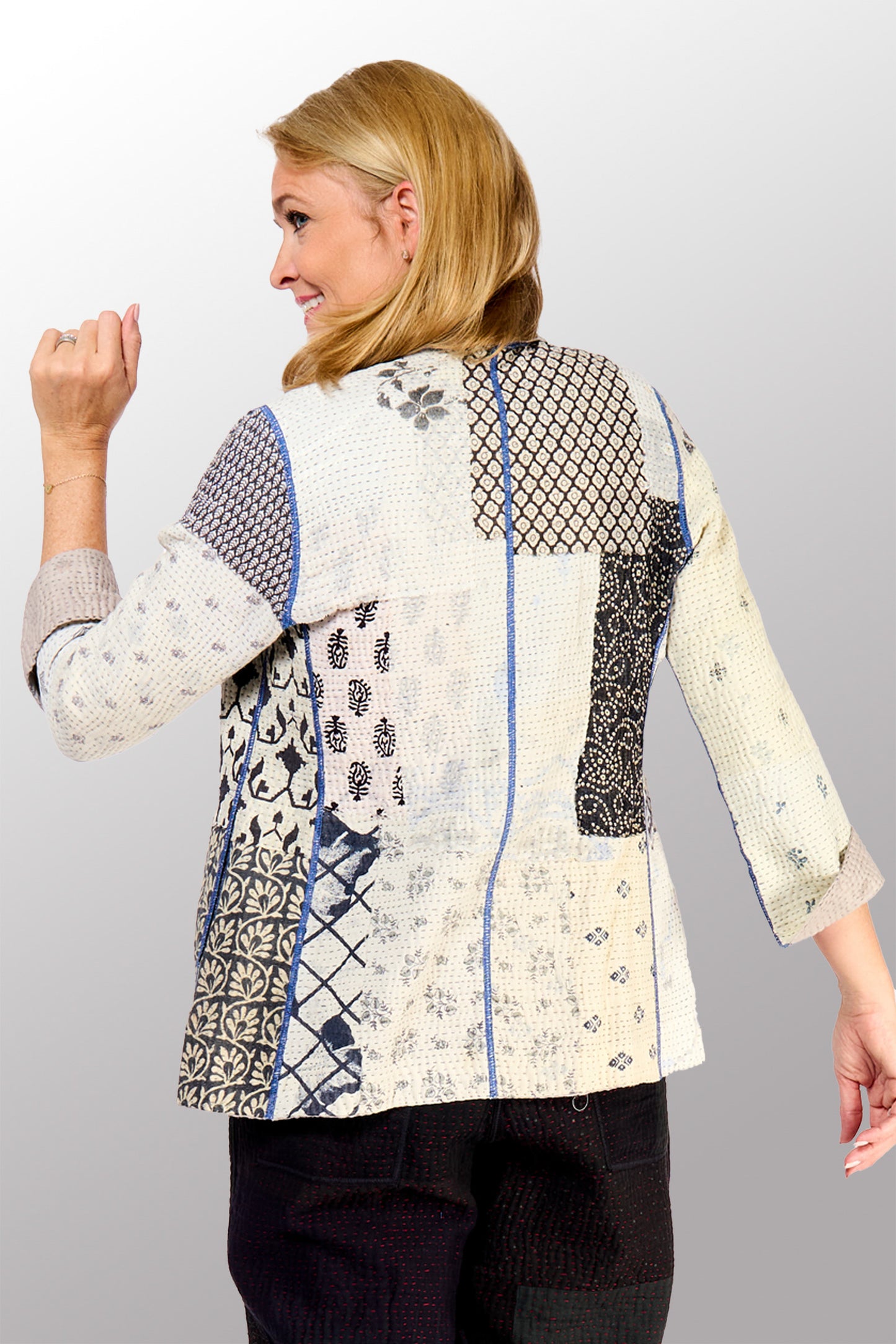POWDER PATCH KANTHA SHORT JACKET - pd4007-gry -