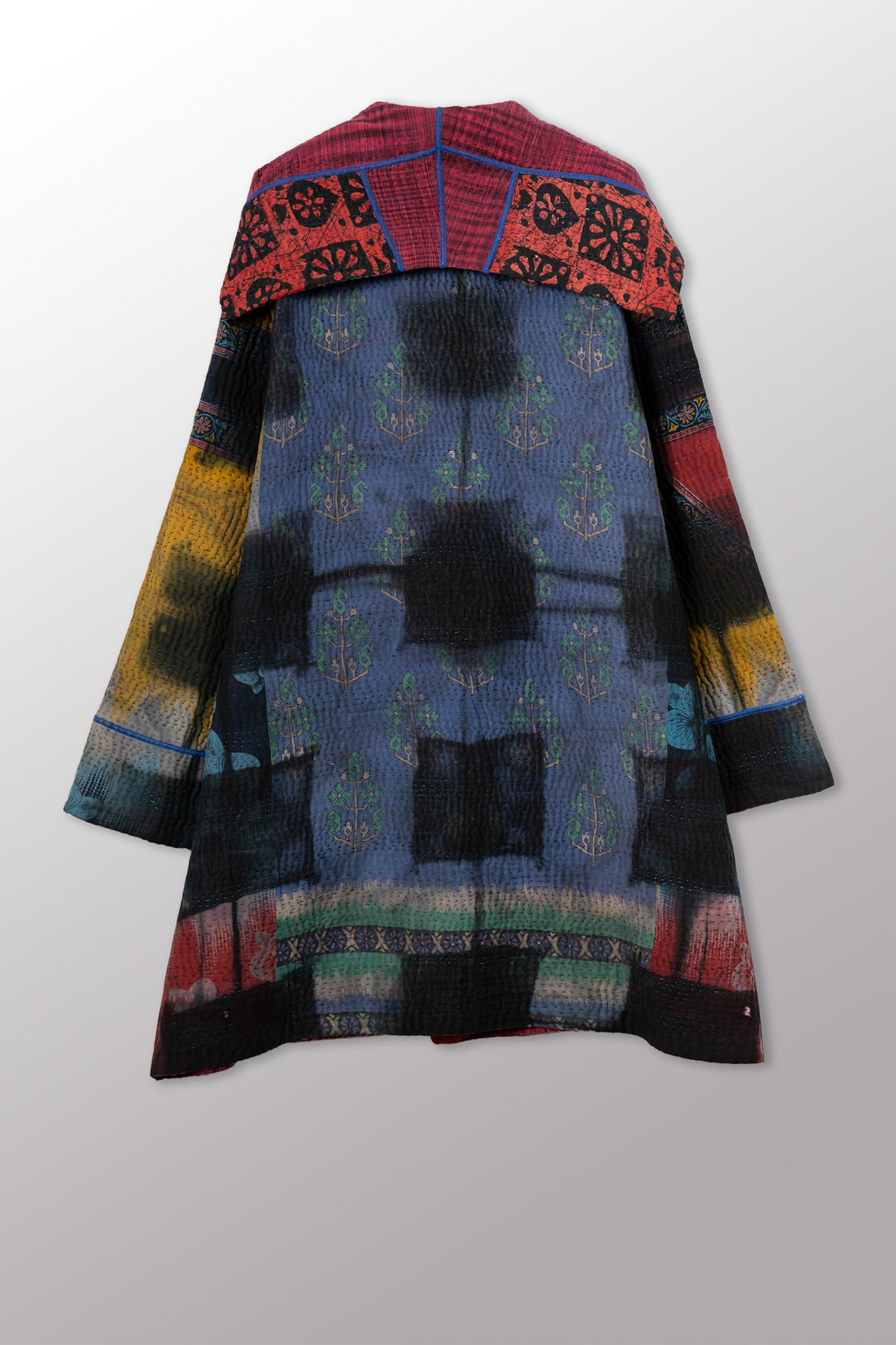 VINTAGE COTTON KANTHA POCKET MEDIUM COAT - cv4316-0053m -