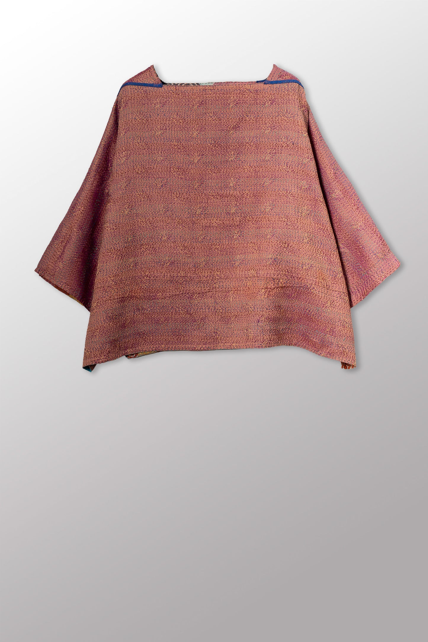 GEORGETTE JACQUARD VINTAGE SILK PATCH KANTHA 3/4 SLV. CROP TOP MIO - gj2538-0002a -