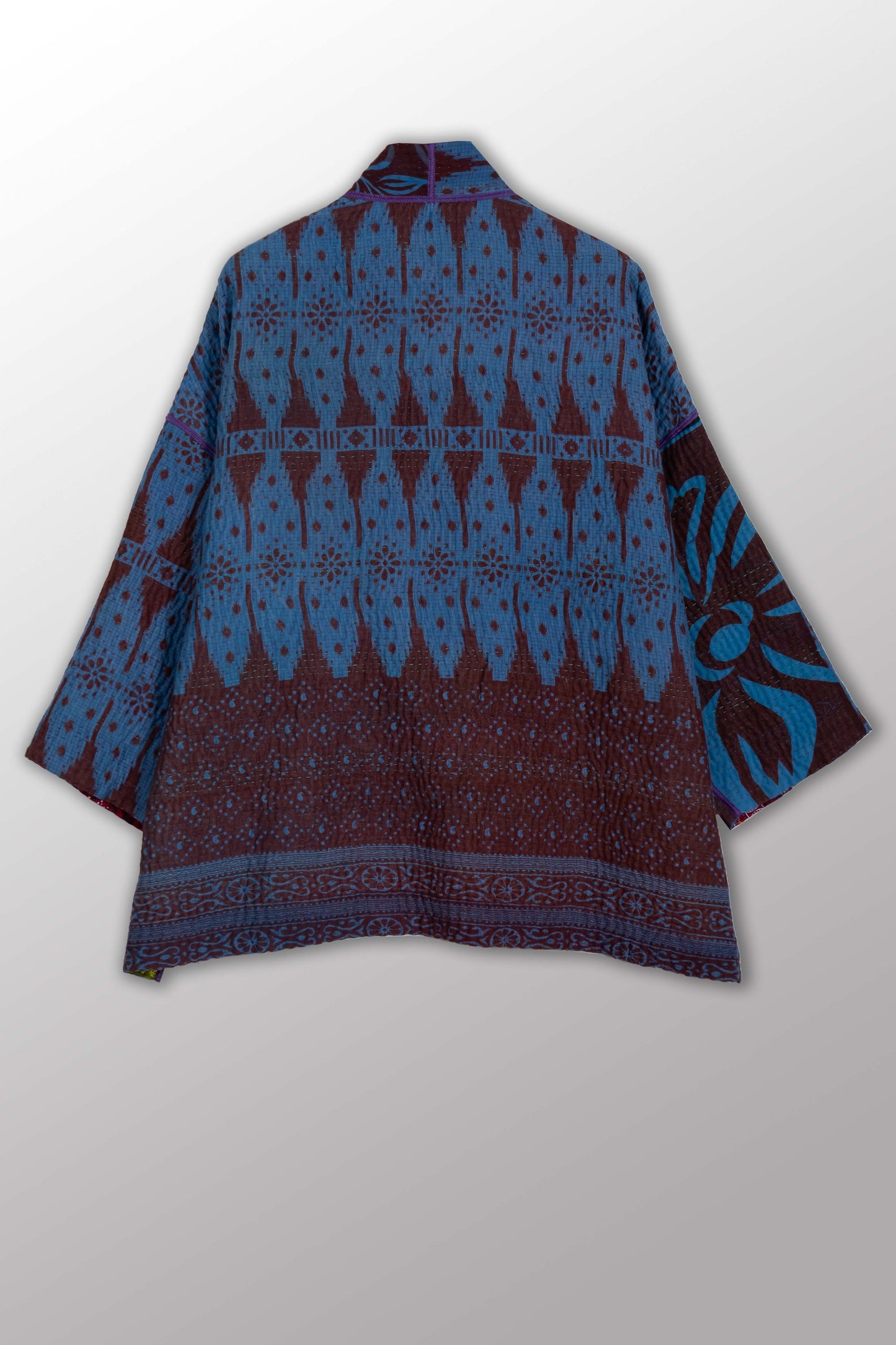 COTTON OVERDYE KANTHA MINI KIMONO JKT - ov4055-cblu003a -