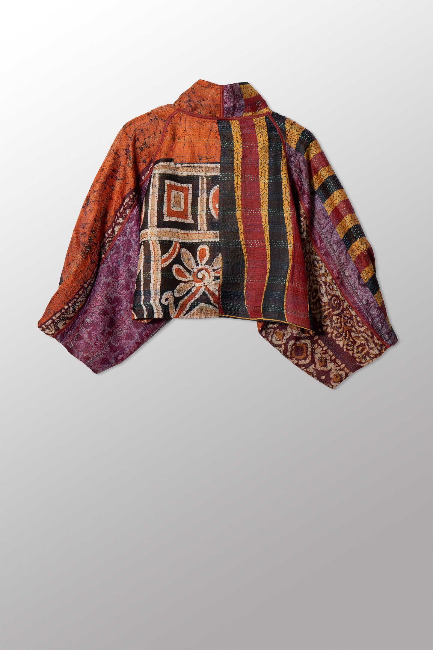 VINTAGE SILK KANTHA PUFF SLV. SHRUG - sv2062-0010a -
