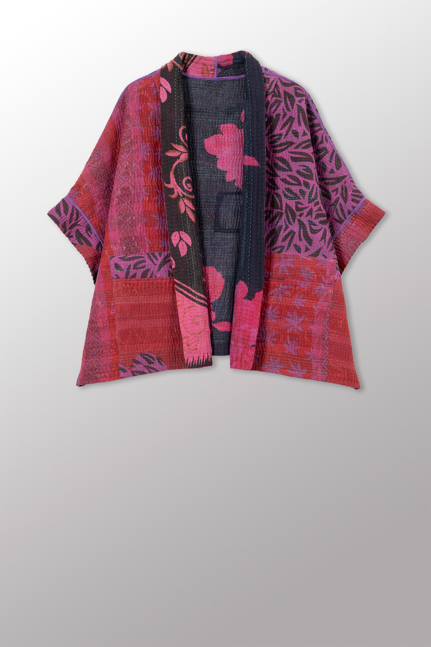 COTTON OVERDYE KANTHA MINI PONCHO - ov4060-cfus006a -