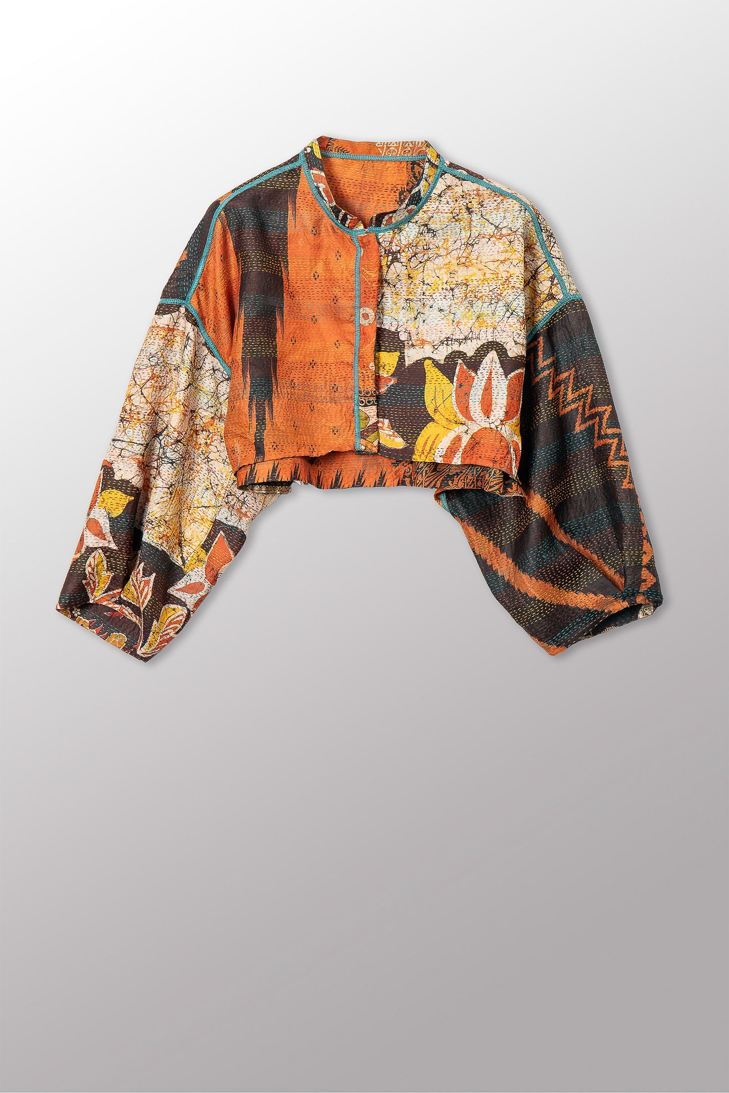 VINTAGE SILK KANTHA SLEEVE JACKET - sv2090-0001m -
