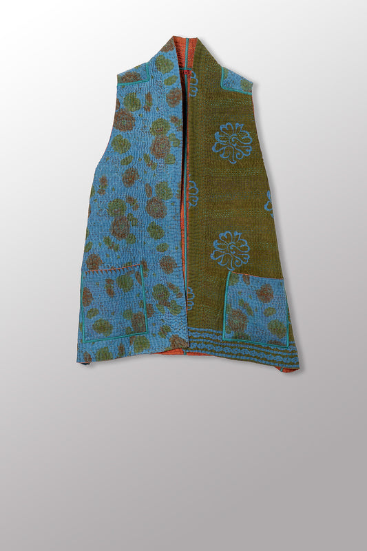 COTTON OVERDYE KANTHA KIMONO VEST SHORT - ov4248-corg002m -