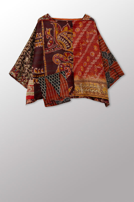 VINTAGE SILK KANTHA 3/4 SLV. CROP TOP MIO - sv2538-0020a -