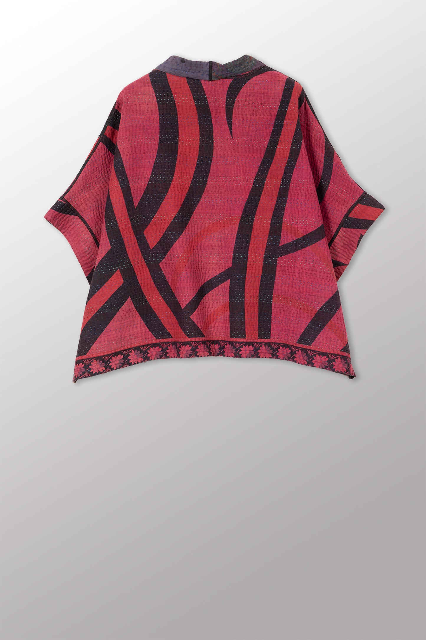 VINTAGE COTTON KANTHA MINI PONCHO - cv4060-0066a -