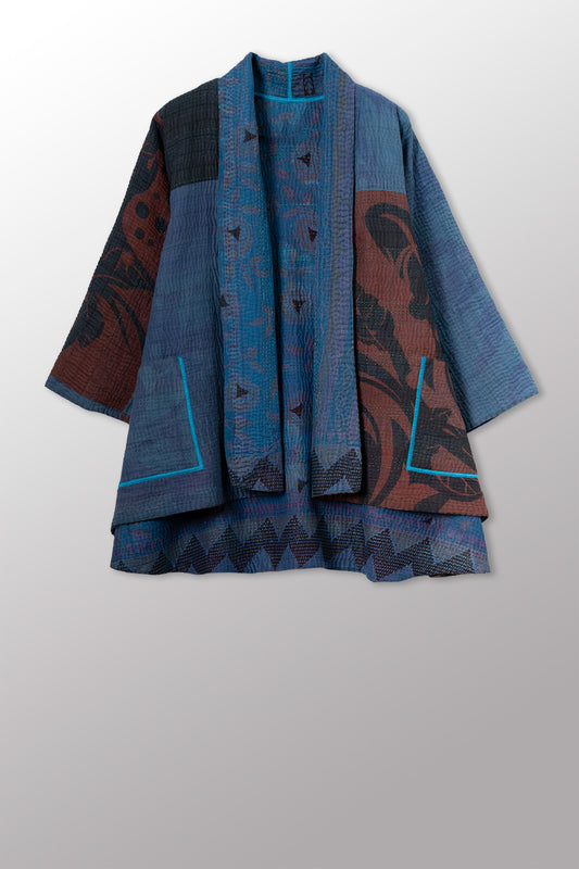 COTTON OVERDYE KANTHA KIMONO JKT - ov4004-cblu003a -