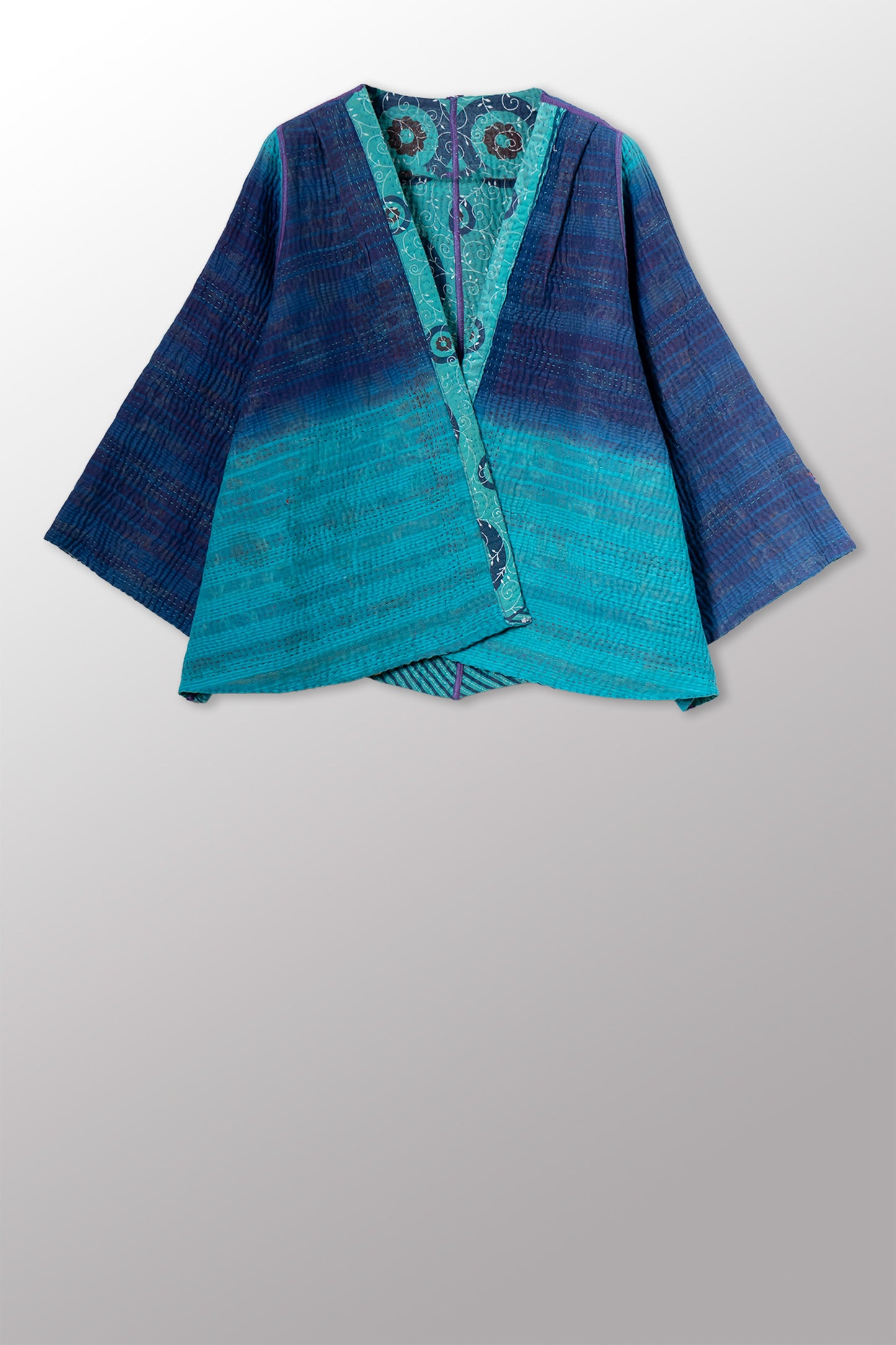 VINTAGE COTTON KANTHA BELL SHAPE JKT - cv4048-0050a -