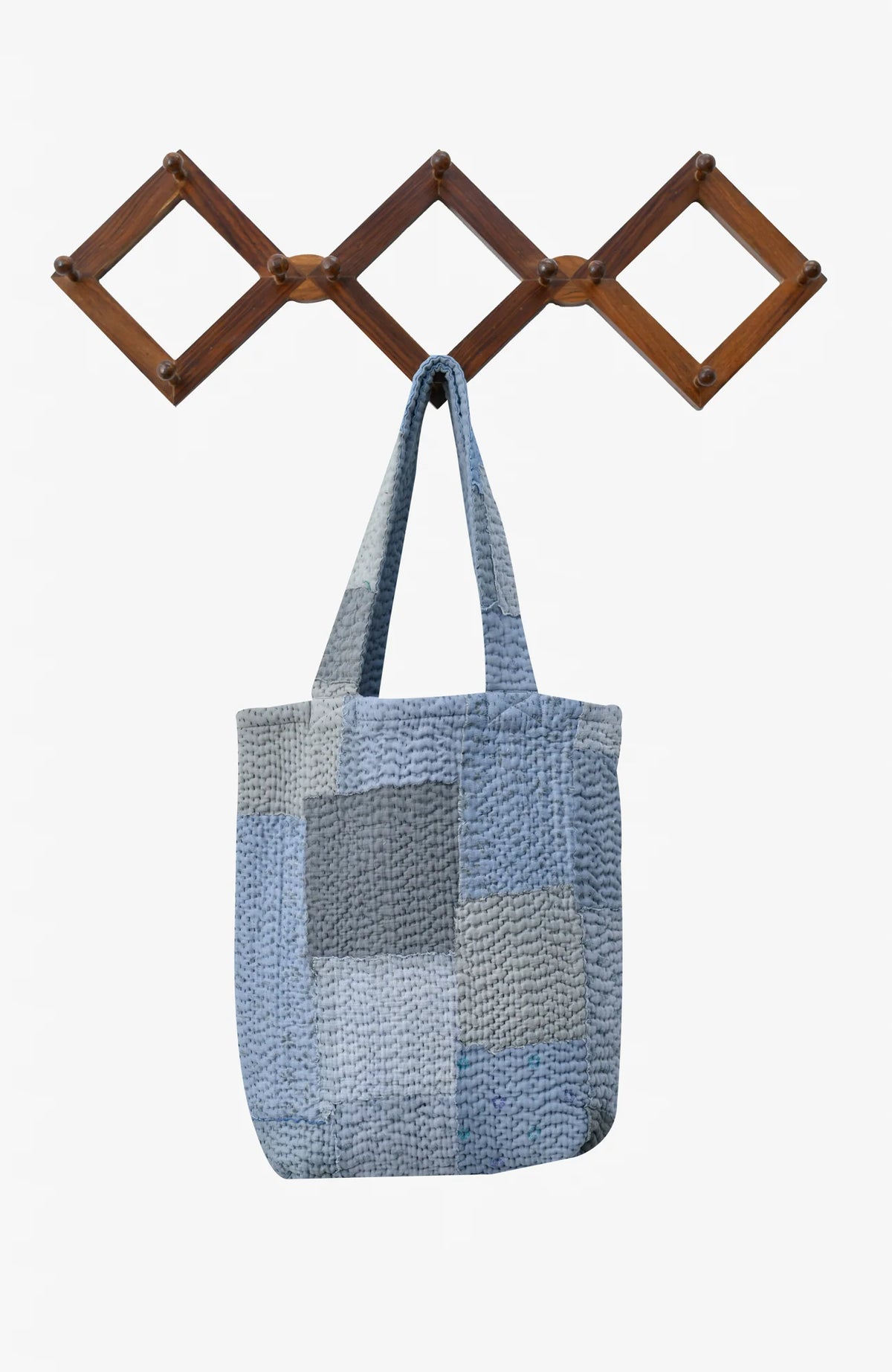 Mosaic Fray Handmade Vintage Kantha Tote Bag -Hydrengea