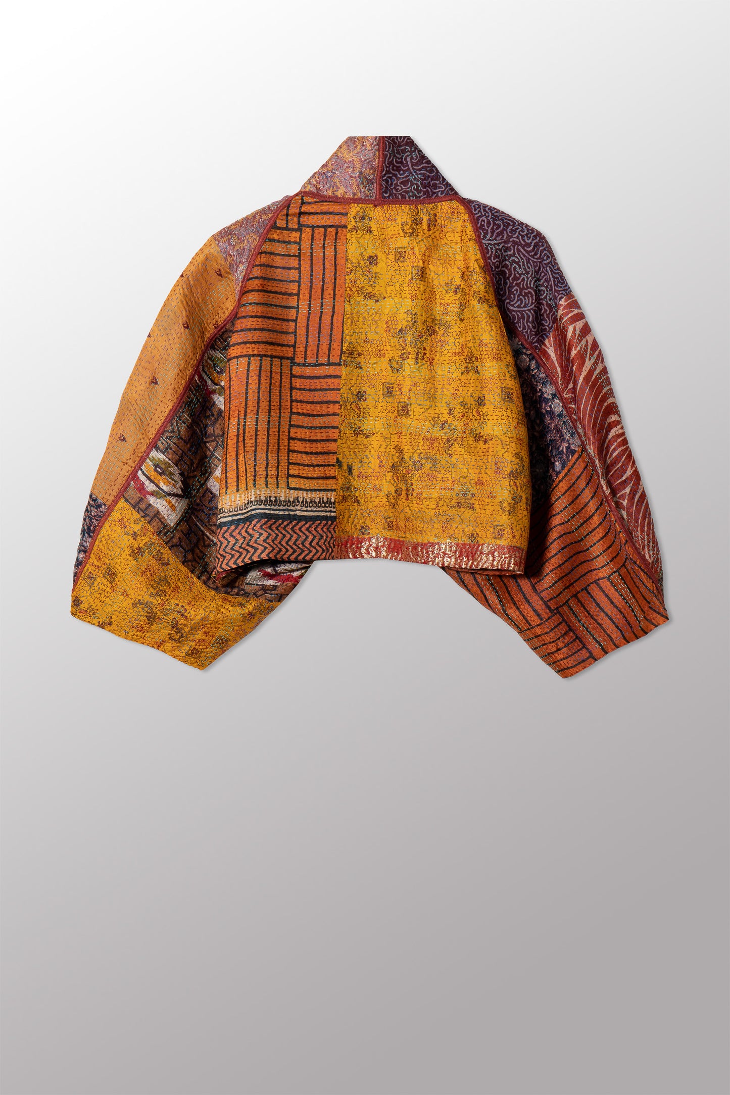 VINTAGE SILK KANTHA PUFF SLV. SHRUG - sv2062-0010a -