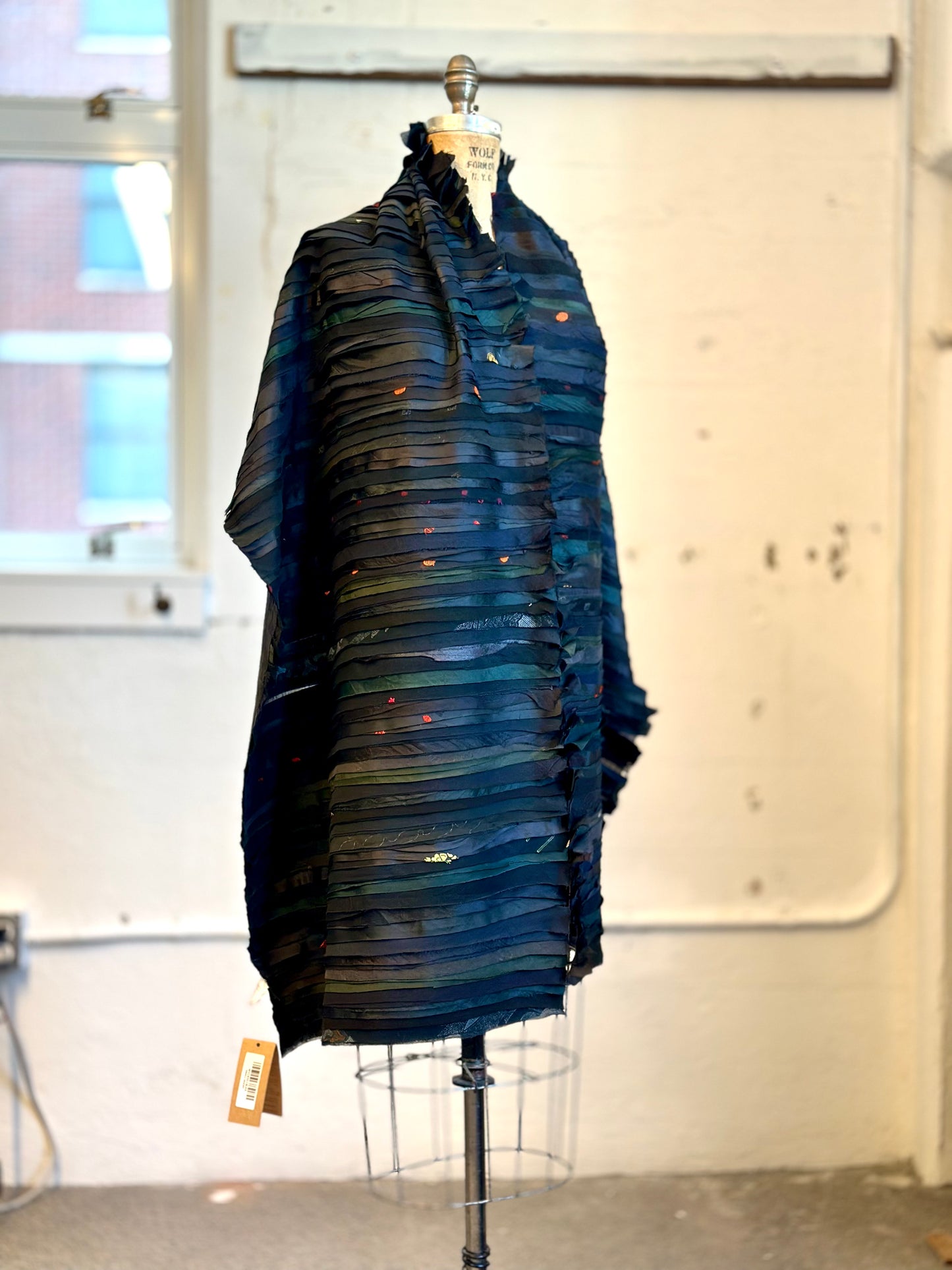 WAVY STRIPE KANTHA SMALL SHAWL - wv2830-blk -