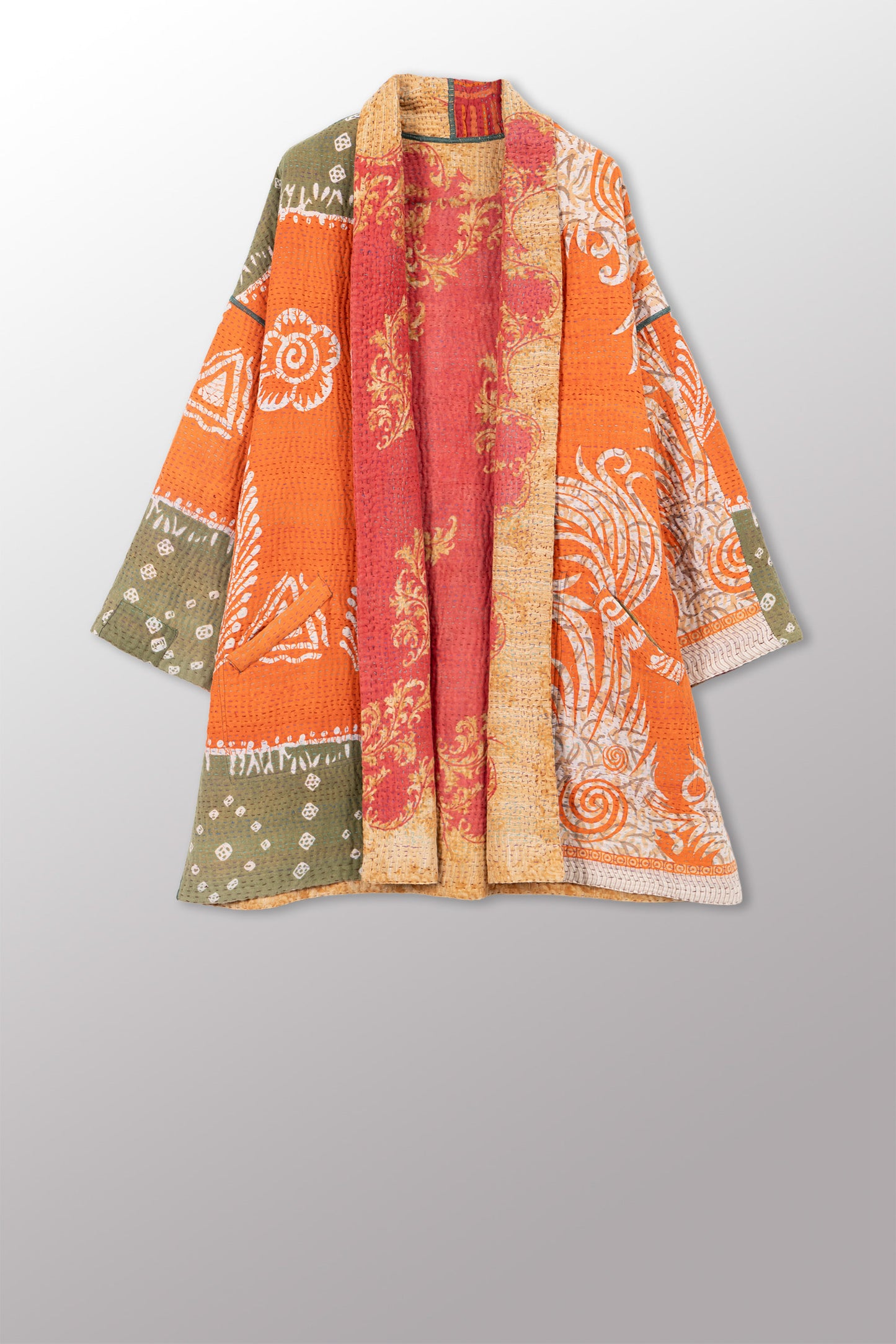 VINTAGE COTTON KANTHA HAORI JKT - cv4068-0028a -