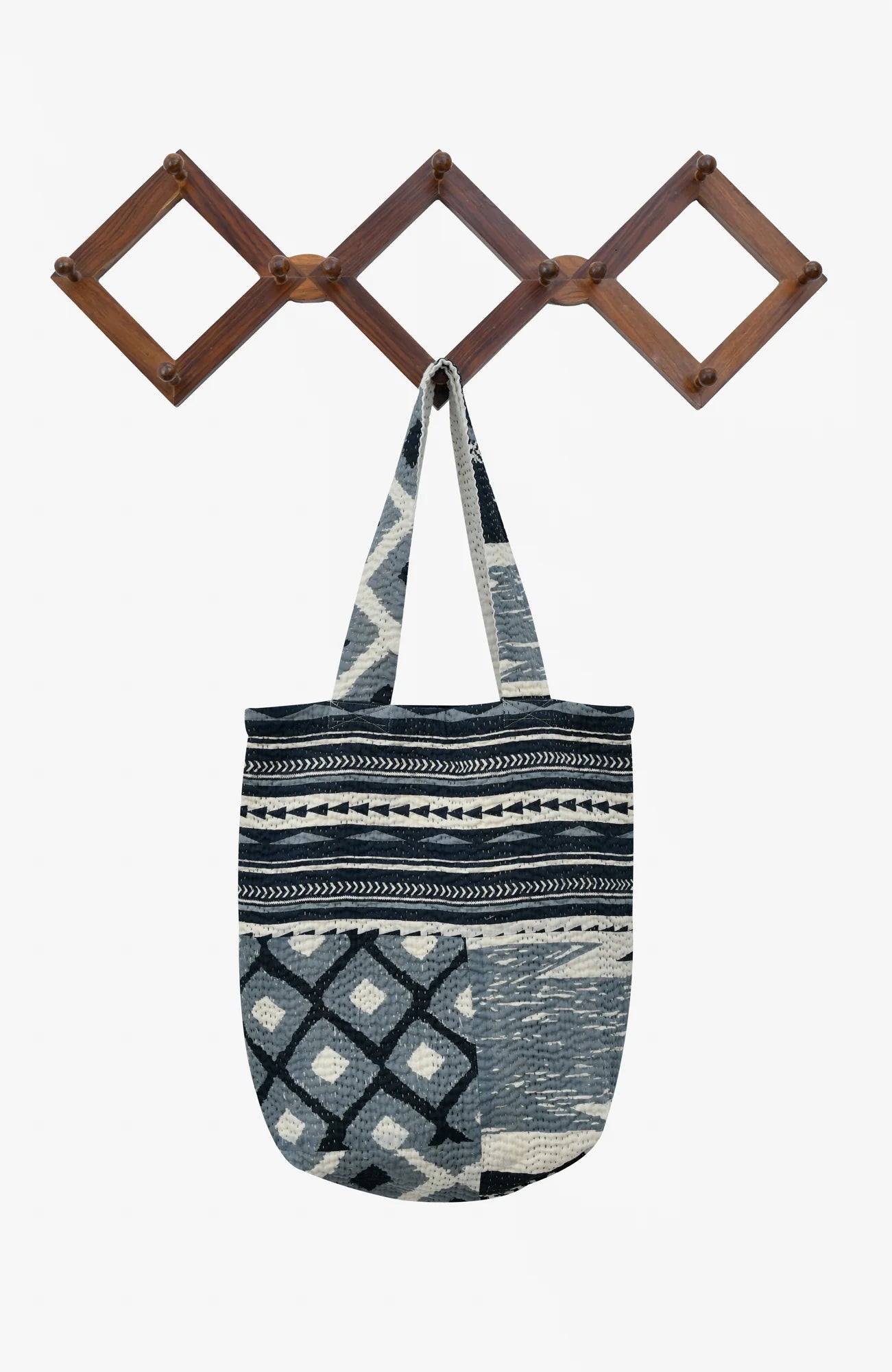 Monotone Ikat Handmade Vintage Kantha Tote Bag -Red