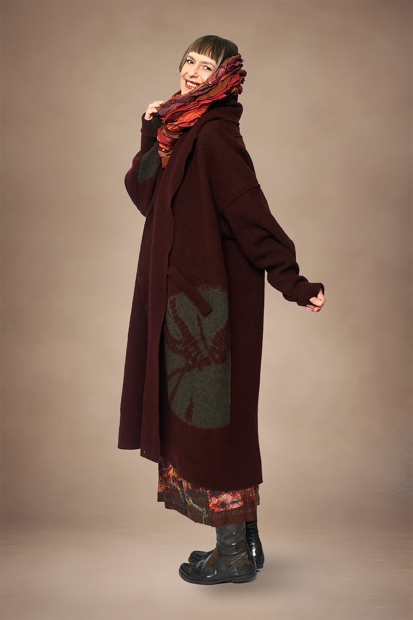 WAVY STRIPE KANTHA COWL NECK TUBE - wv2846-org -