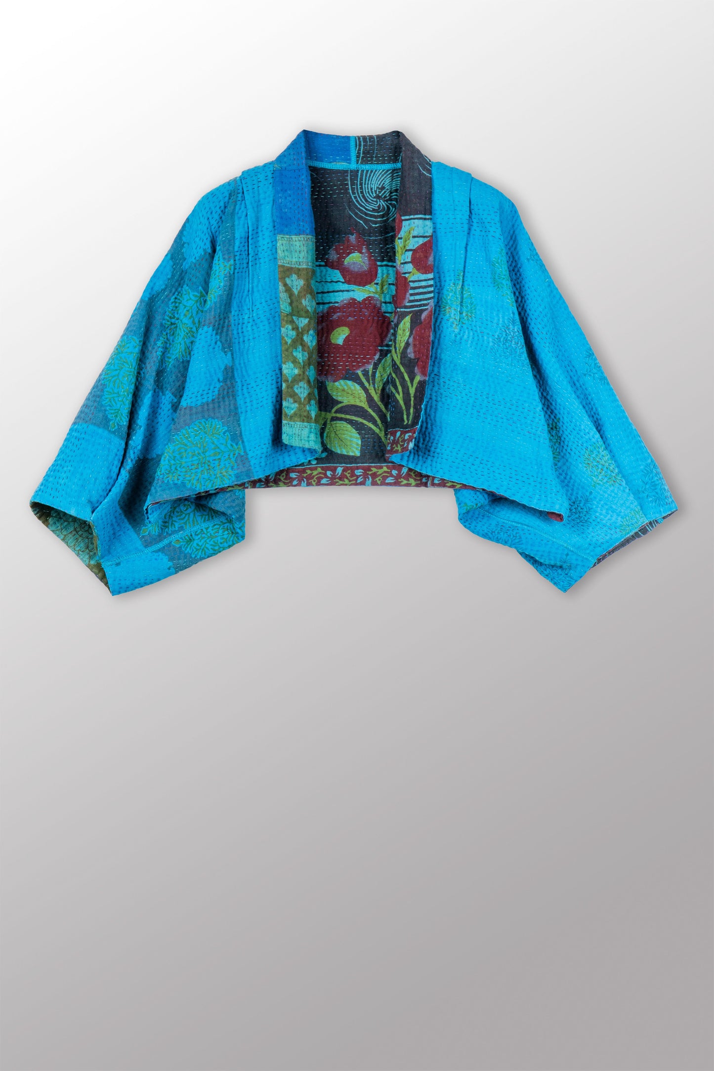 COTTON OVERDYE KANTHA PUFF SLV. SHRUG - ov4062-ctuq001a -