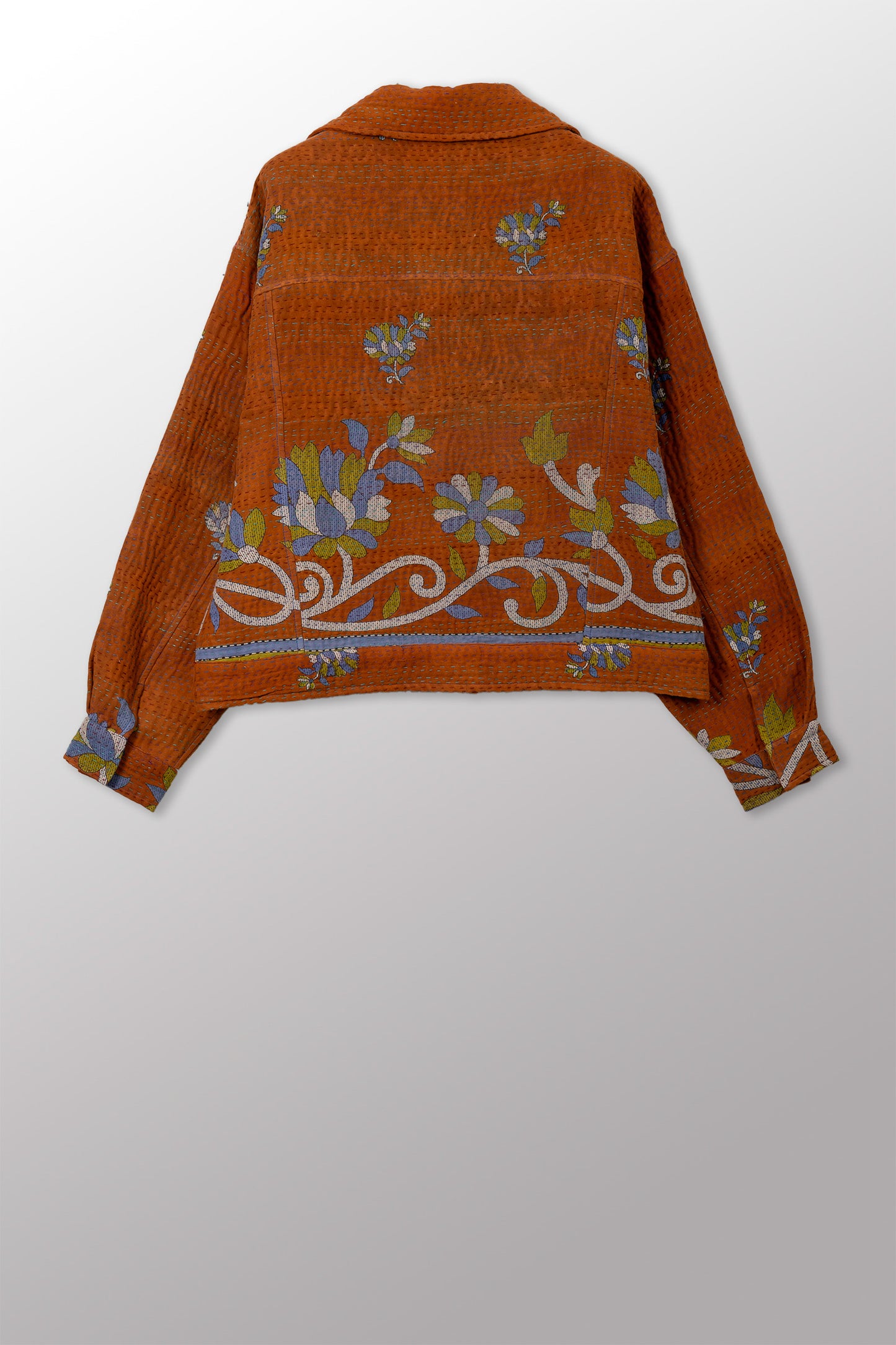 VINTAGE COTTON KANTHA OVERSIZED TRUCKER JACKET - cv4j107-0002s -