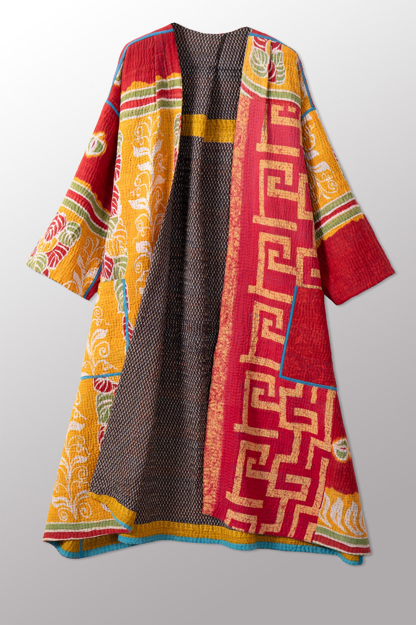 VINTAGE COTTON KANTHA LONG DUSTER - cv4328-0014a -